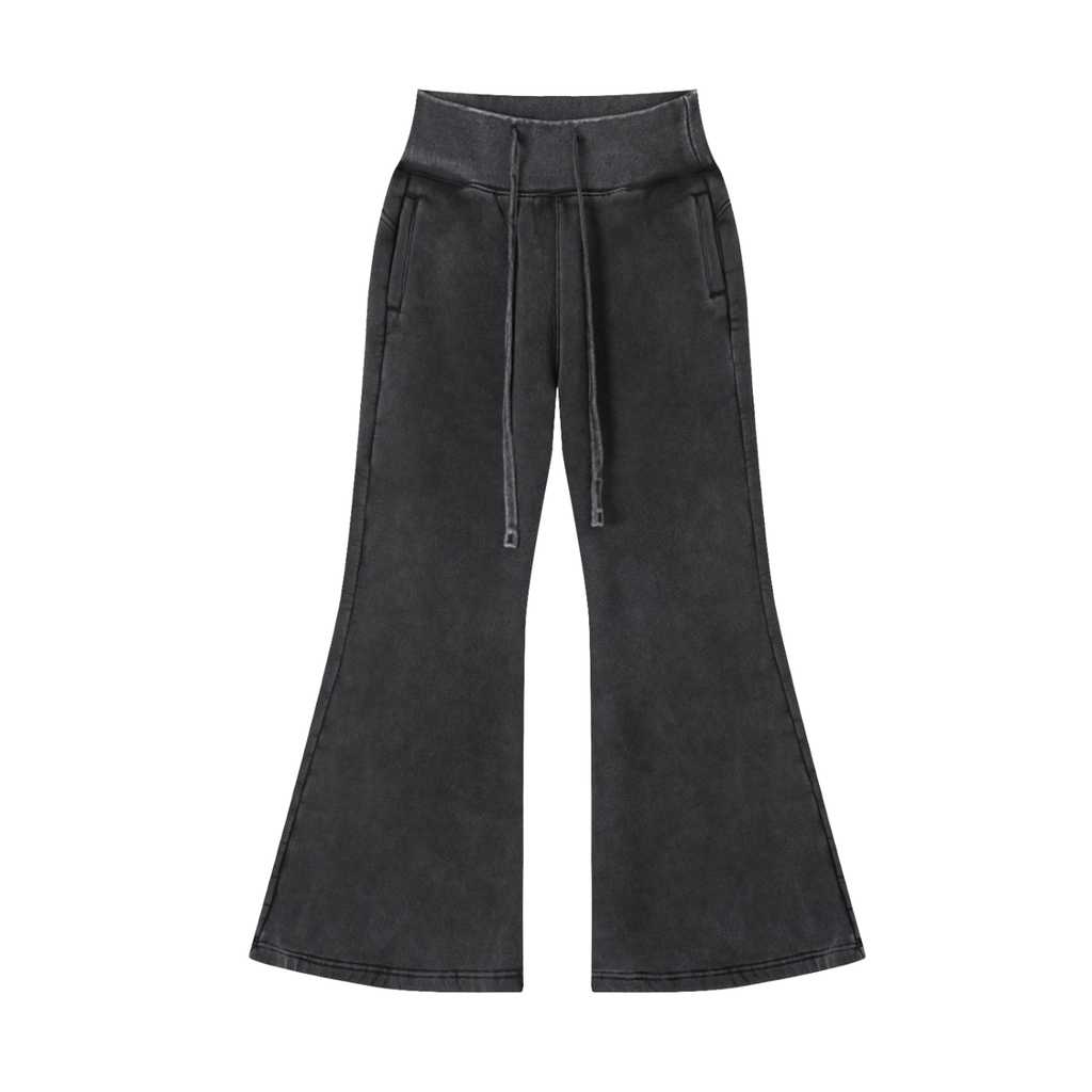 Womens Vintage Washed Flared Fleece Pants