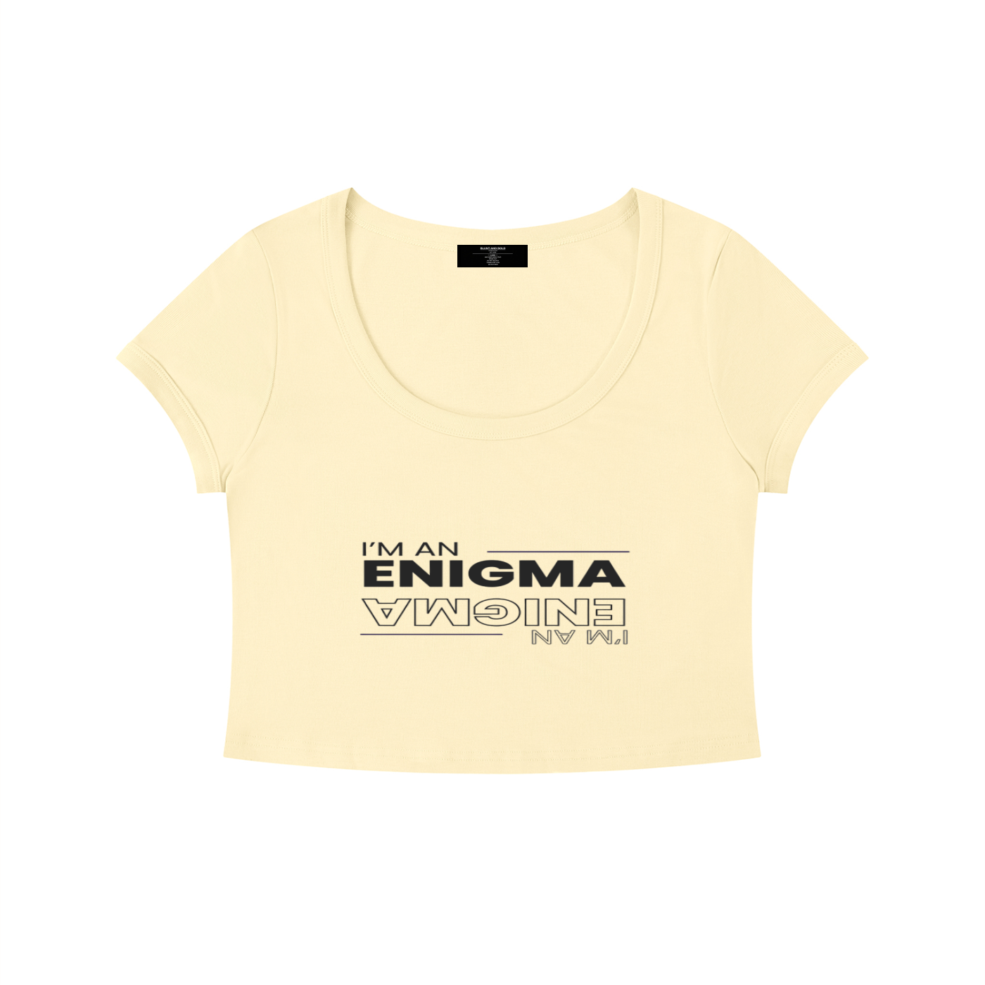 Womens 'ENIGMA' Solid Color Slim Crop Tee