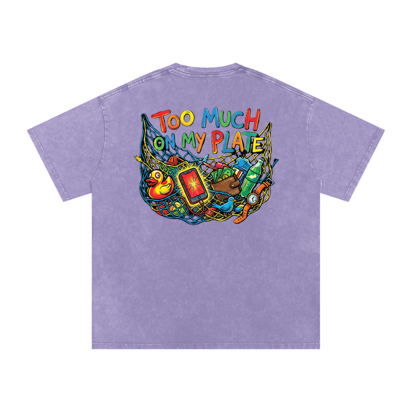 MENS '2 MUCH 2 PLATE' Snow Washed Oversized Cotton TEE