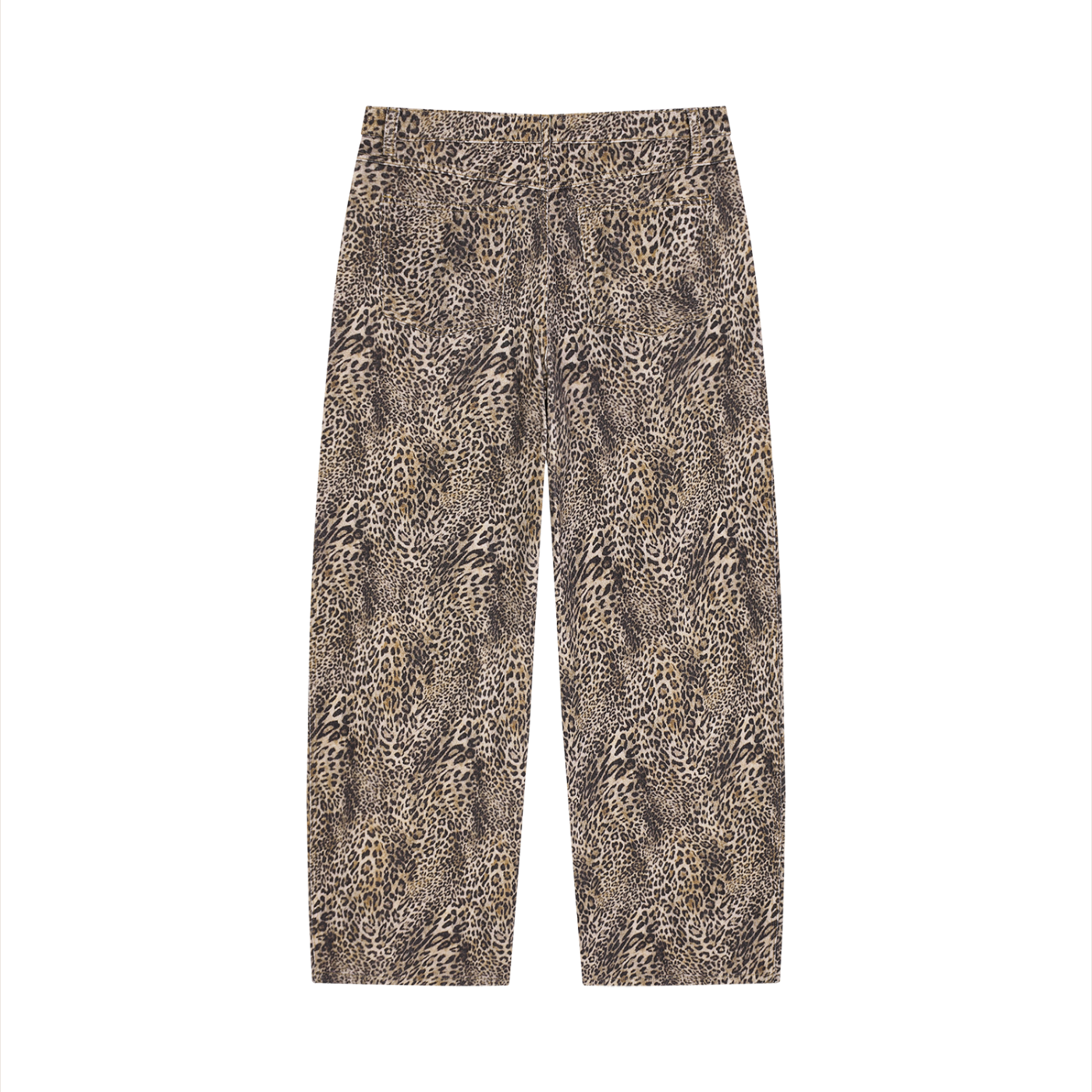 Mens Vintage Wash Leopard Wide Leg Jeans