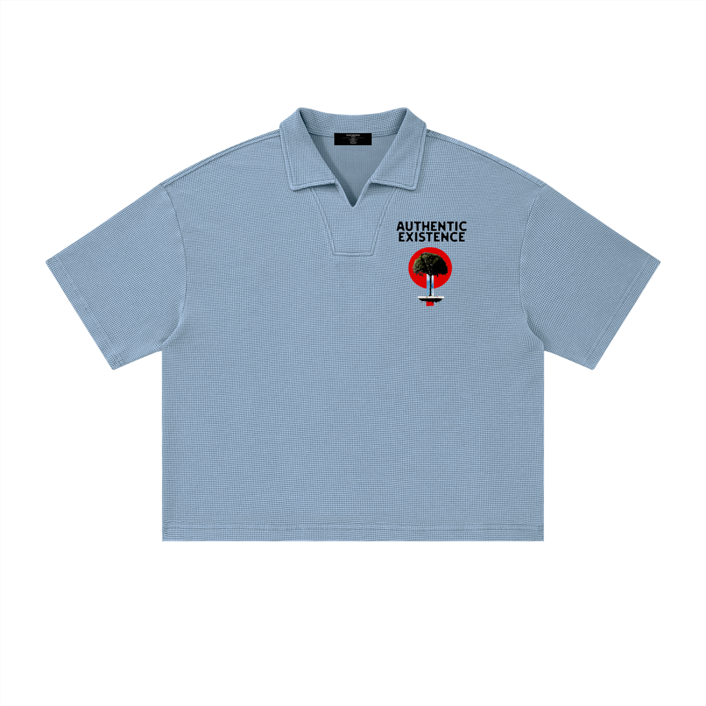 Mens 'AUTHENTIC EXISENCE' Waffle Polo — Raw & Bold