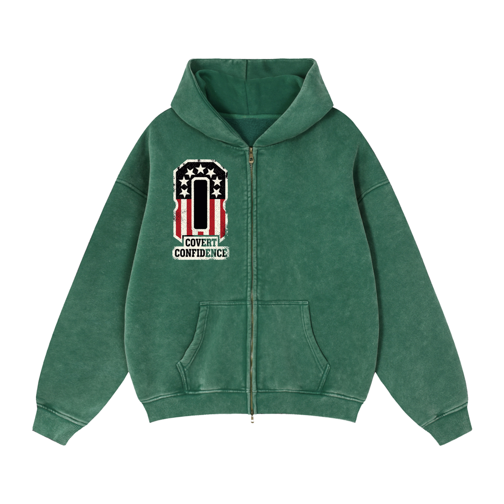 MENS 'COVERT CONFIDENCE' Zip-Through Boxy Fleece Hoodie