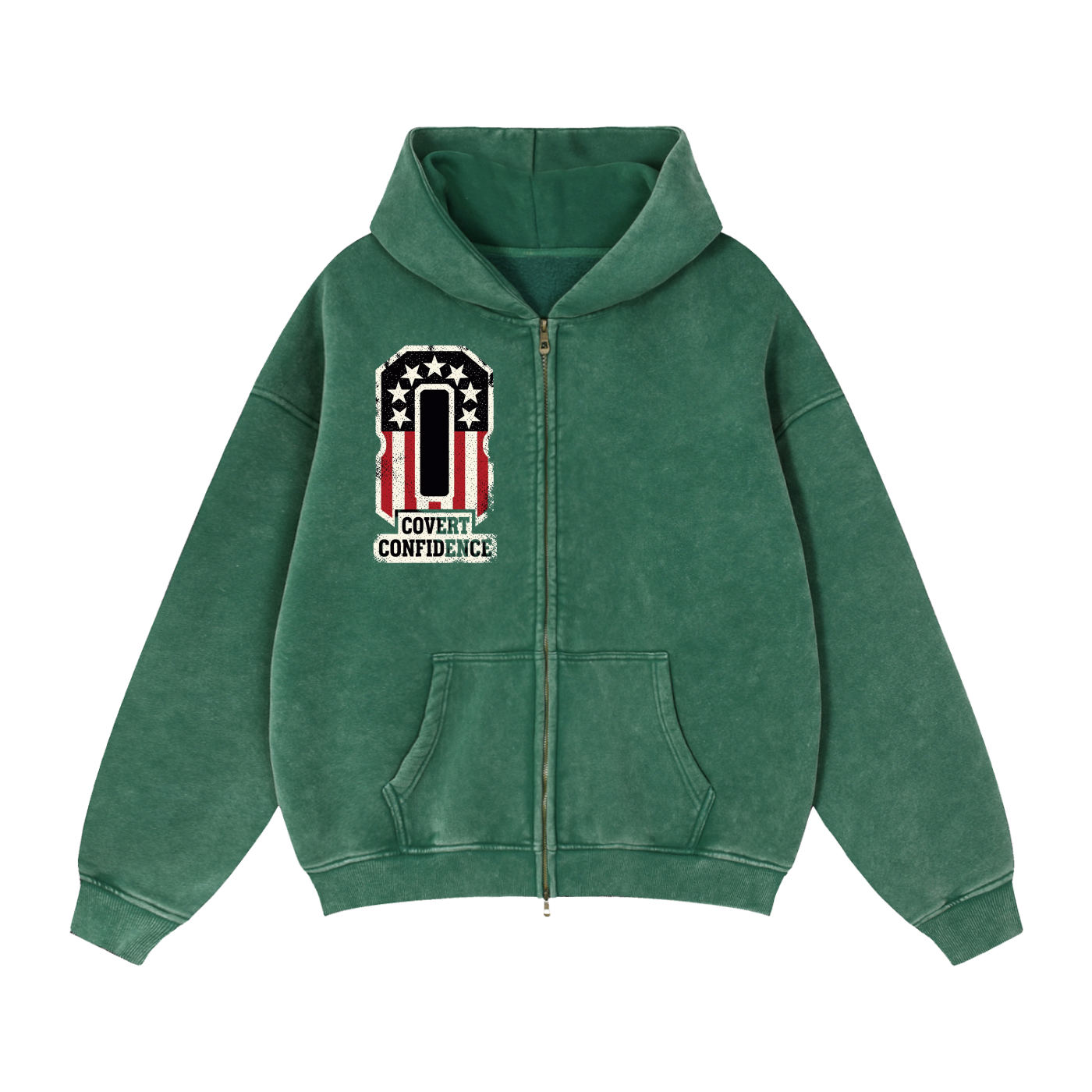 MENS 'COVERT CONFIDENCE' Zip-Through Boxy Fleece Hoodie