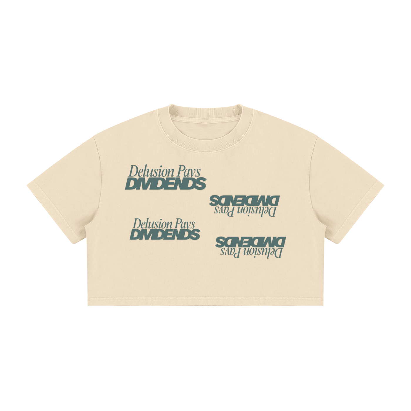 WOMENS ' DELUSIONAL DIVIDENDS ' Mineral Wash Cotton Crop TEE