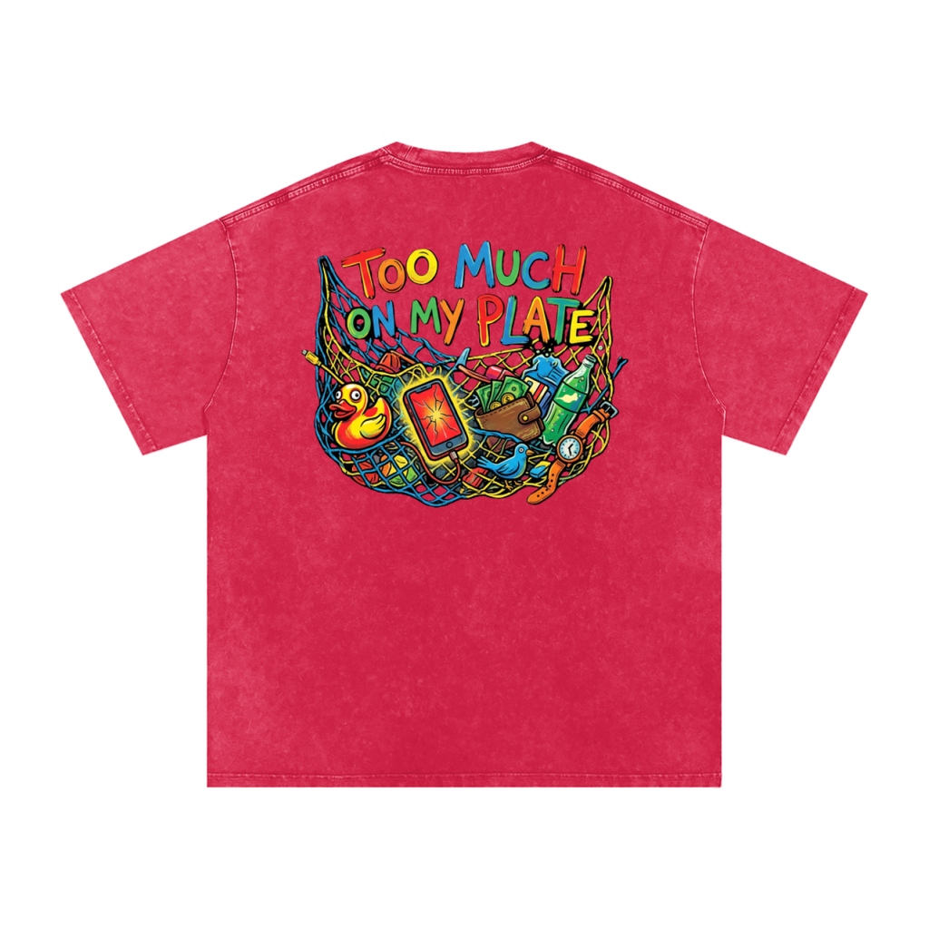 MENS '2 MUCH 2 PLATE' Snow Washed Oversized Cotton TEE