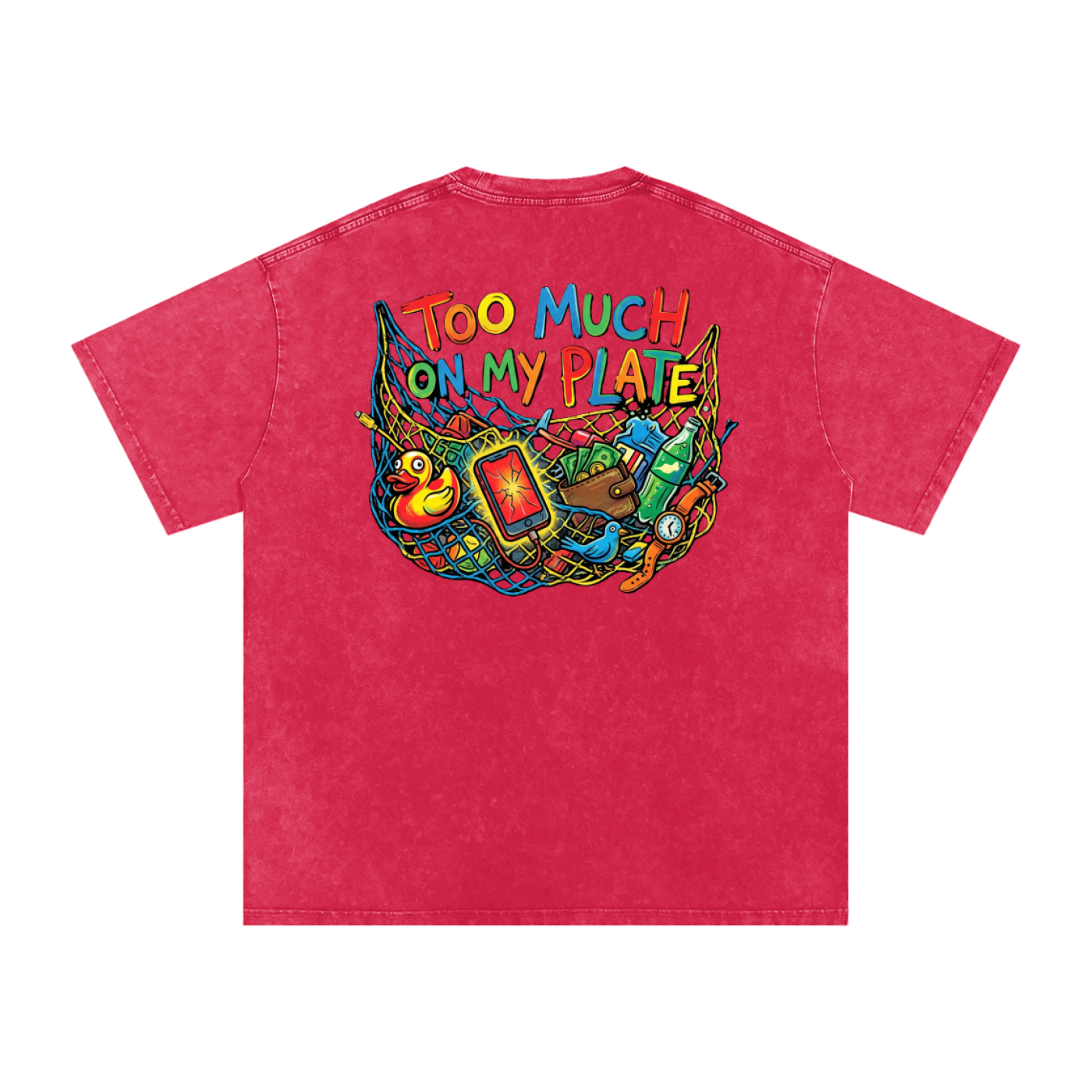 MENS '2 MUCH 2 PLATE' Snow Washed Oversized Cotton TEE
