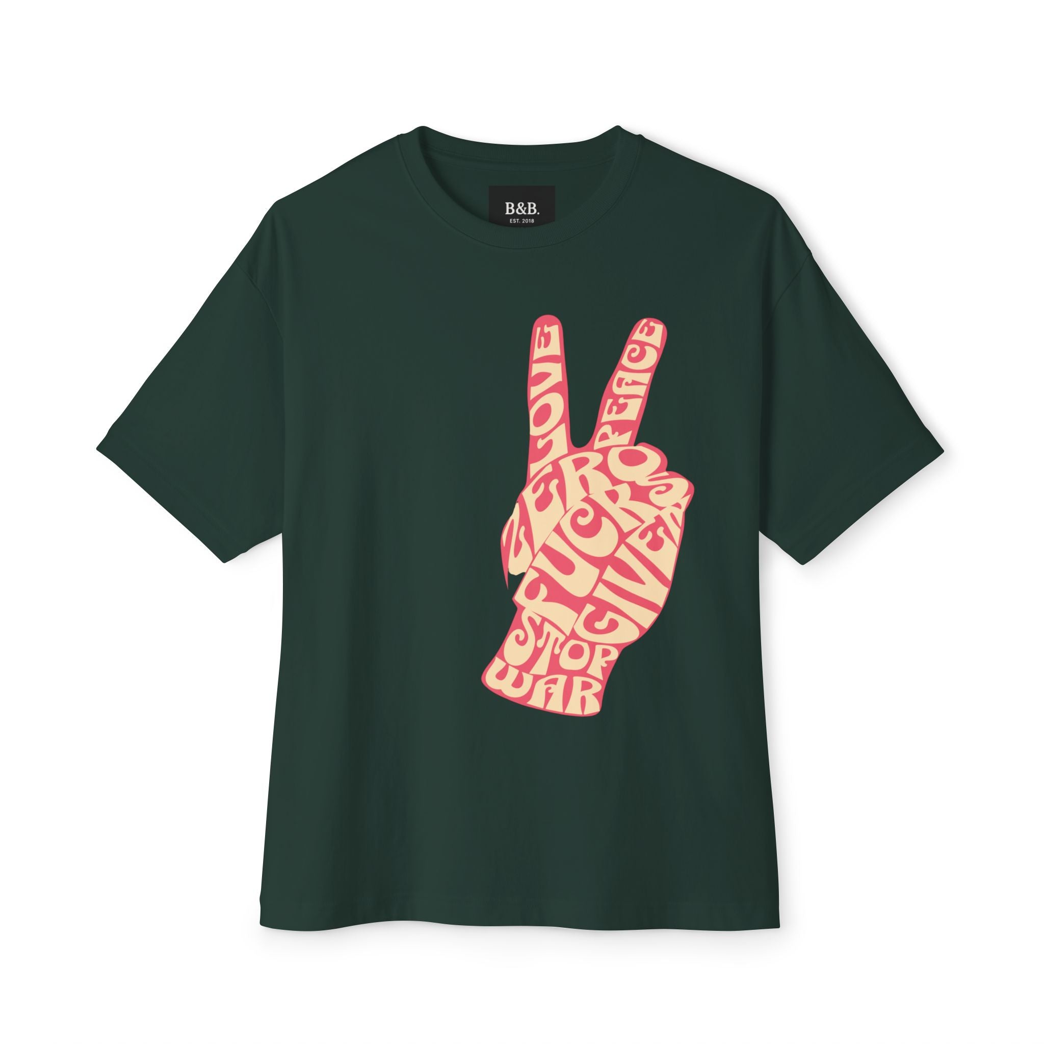 Mens Zero Fucks V1 Peace Sign Graphic Oversized  Tee