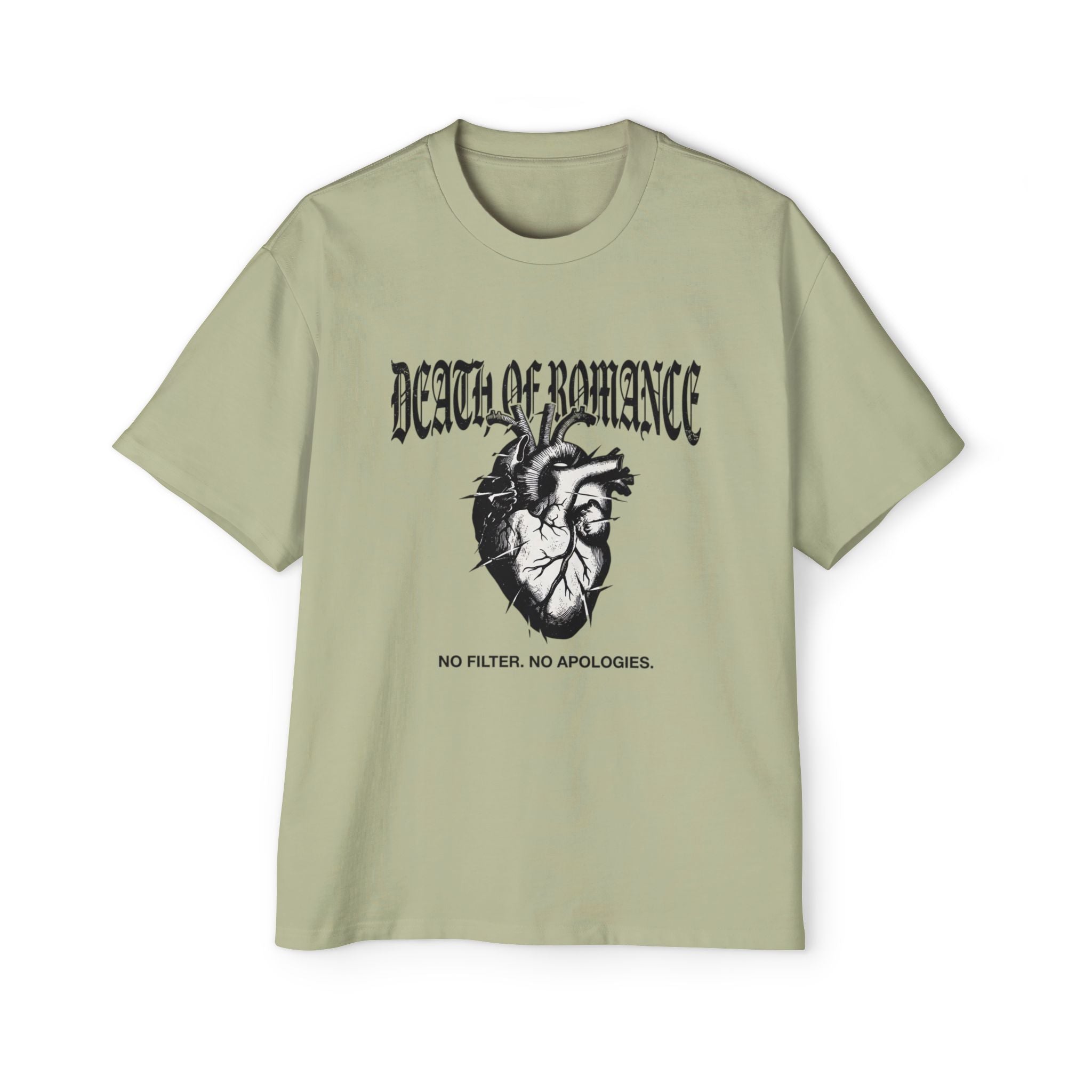 Death of Romance Graphic Tee — “No Filter. No Apologies.” Oversized Men’s Shirt