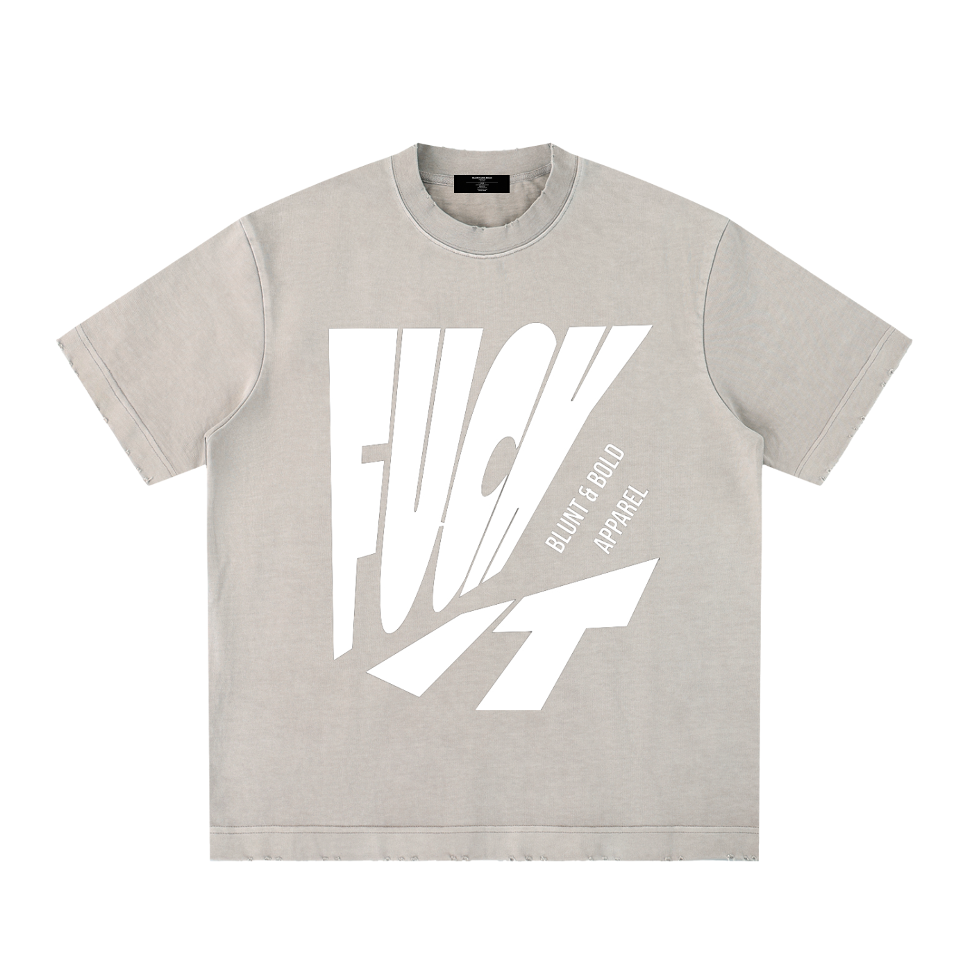 Mens 'FUCK IT' Heavyweight Vintage Washed Frayed Tee