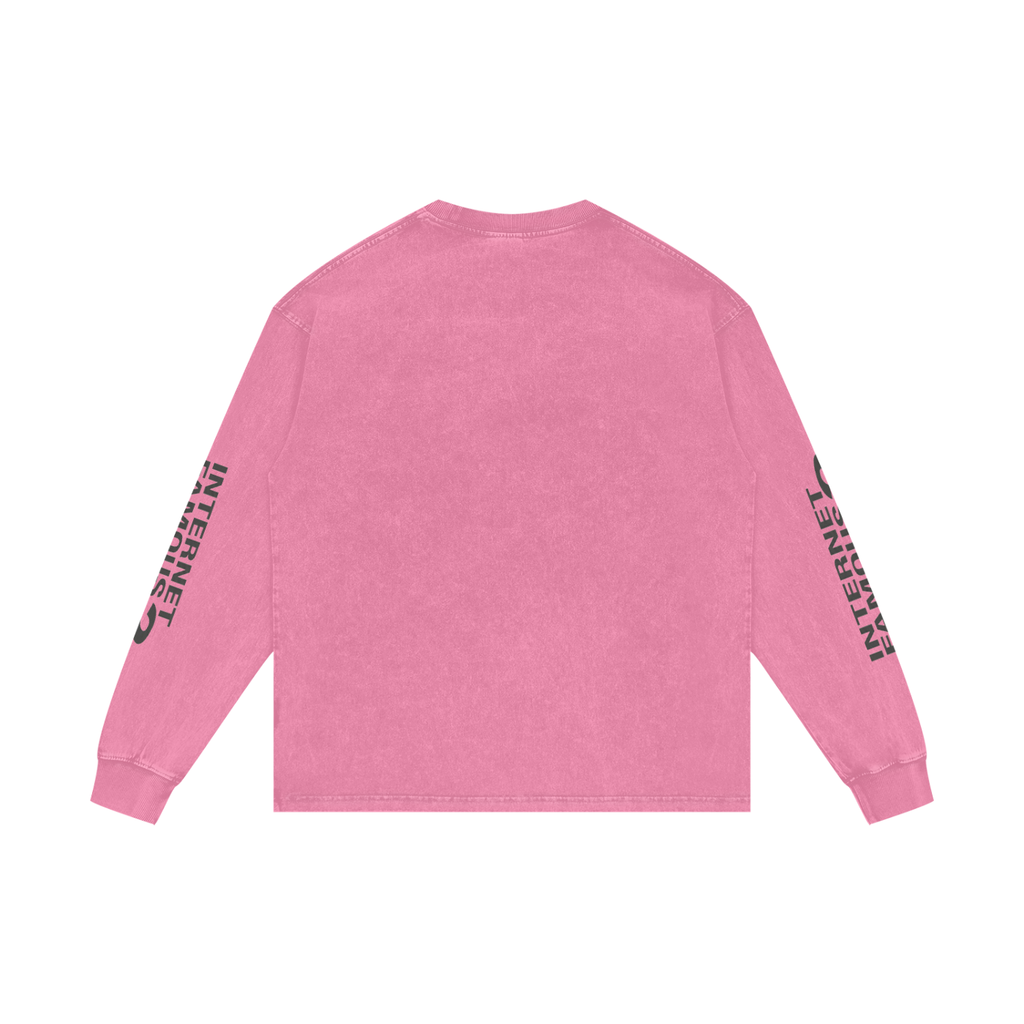MENS '  INTERNET FAMOUS ; Acid Wash Oversize Long Sleeve TEE