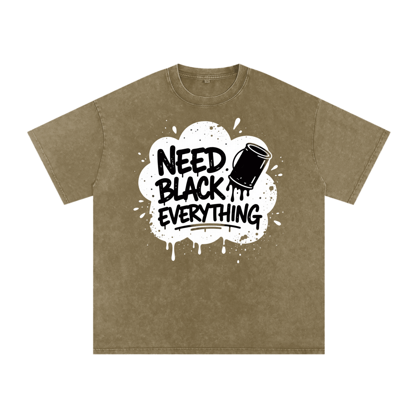 MENS 'NEED  BLACK EVERYTHING 'Snow Washed Oversized Cotton TEE