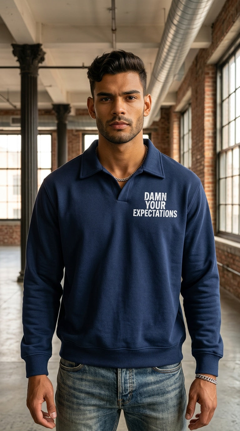 Unisex Vintage Wash Collared Sweatshirt