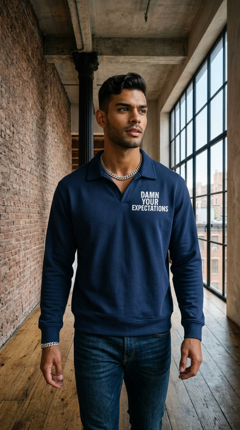 Unisex Vintage Wash Collared Sweatshirt