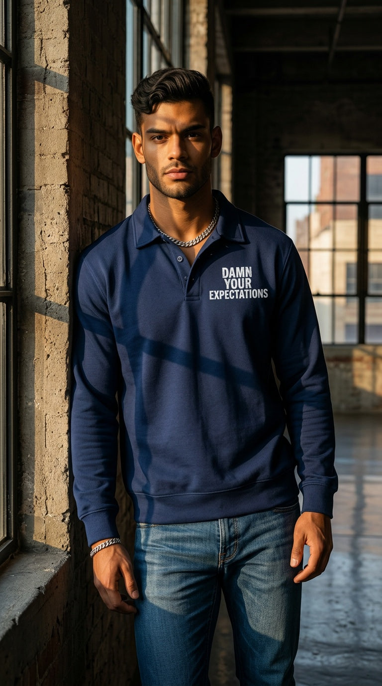 Unisex Vintage Wash Collared Sweatshirt
