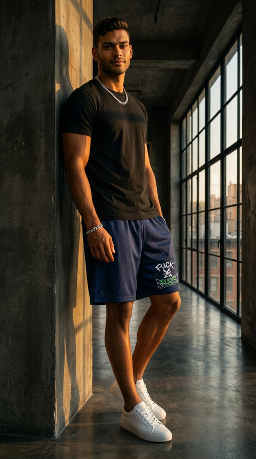 MENS ' FUCK RULES '  Mesh Basketball Shorts