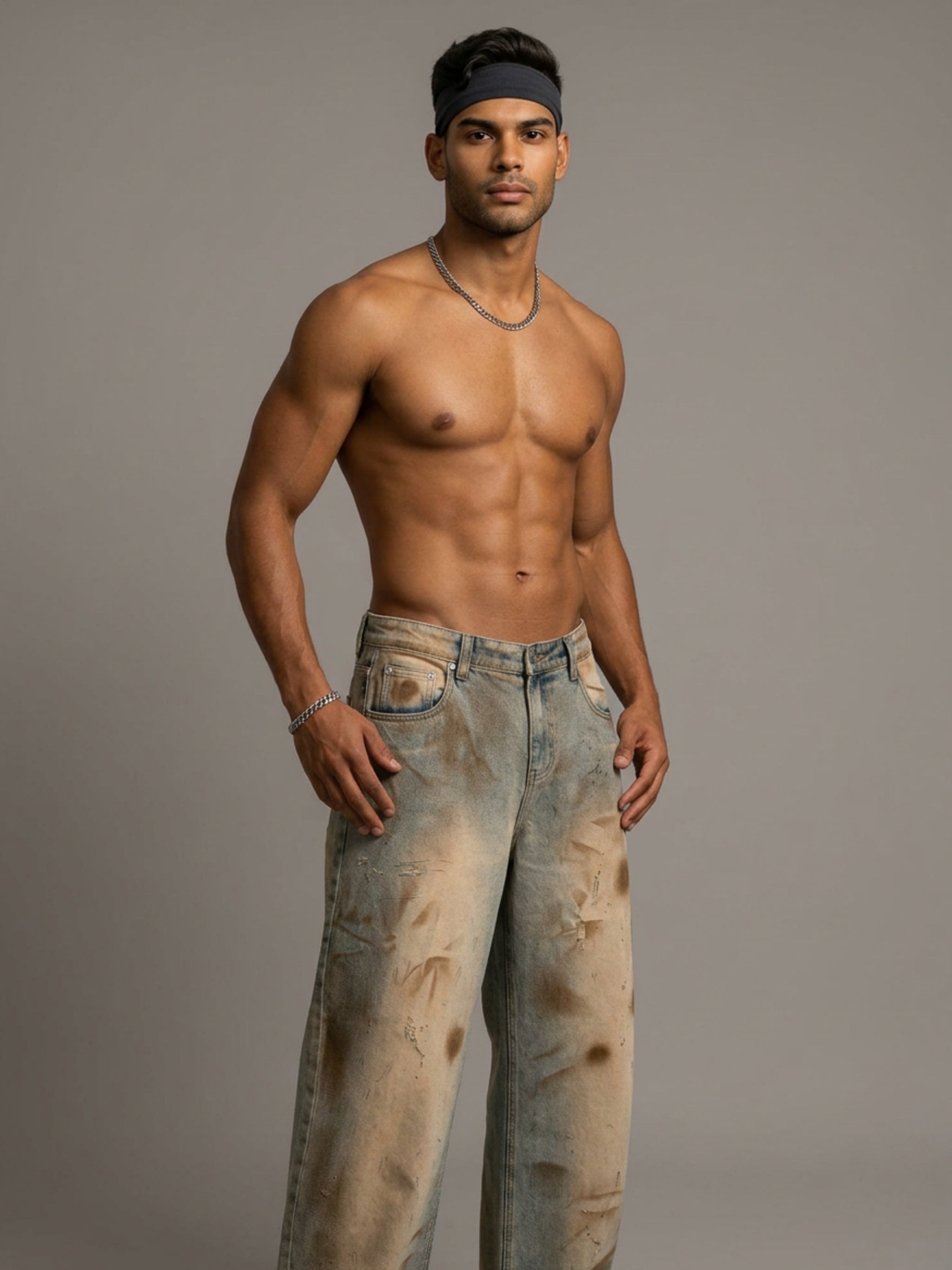 MENS CLASSIC B&B Vintage Wash Barrel Leg Jeans