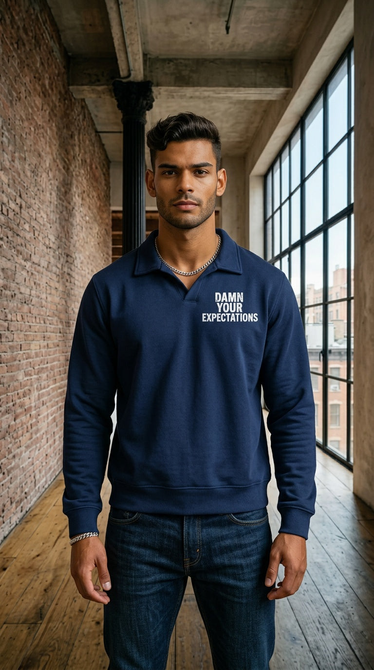 Unisex Vintage Wash Collared Sweatshirt
