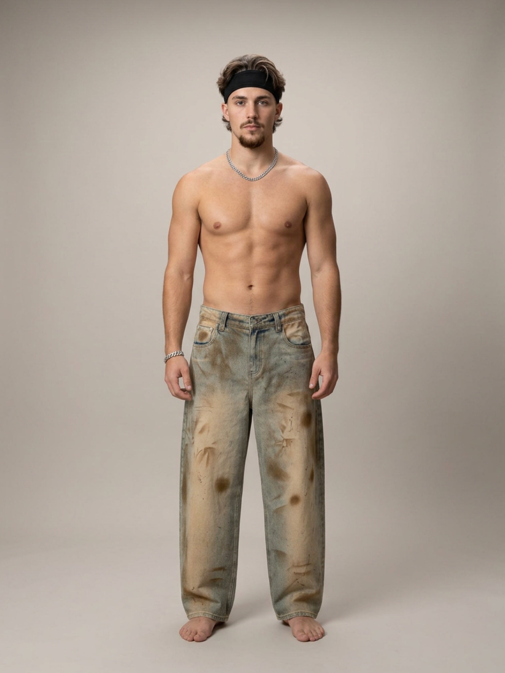 MENS CLASSIC B&B Vintage Wash Barrel Leg Jeans