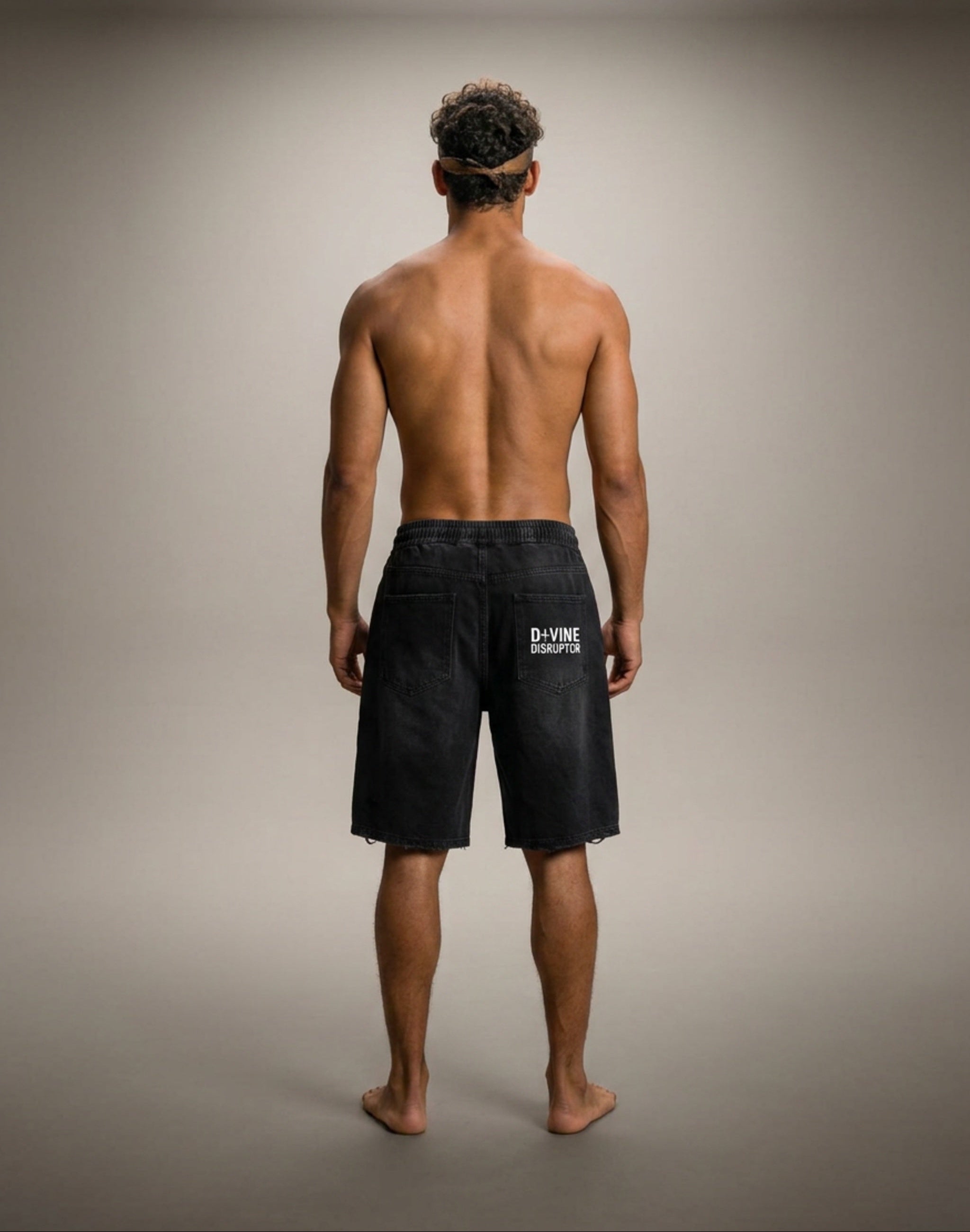 MENS 'DIVINE DISRUPTOR'  Vintage Wash Distressed Wide Leg Shorts