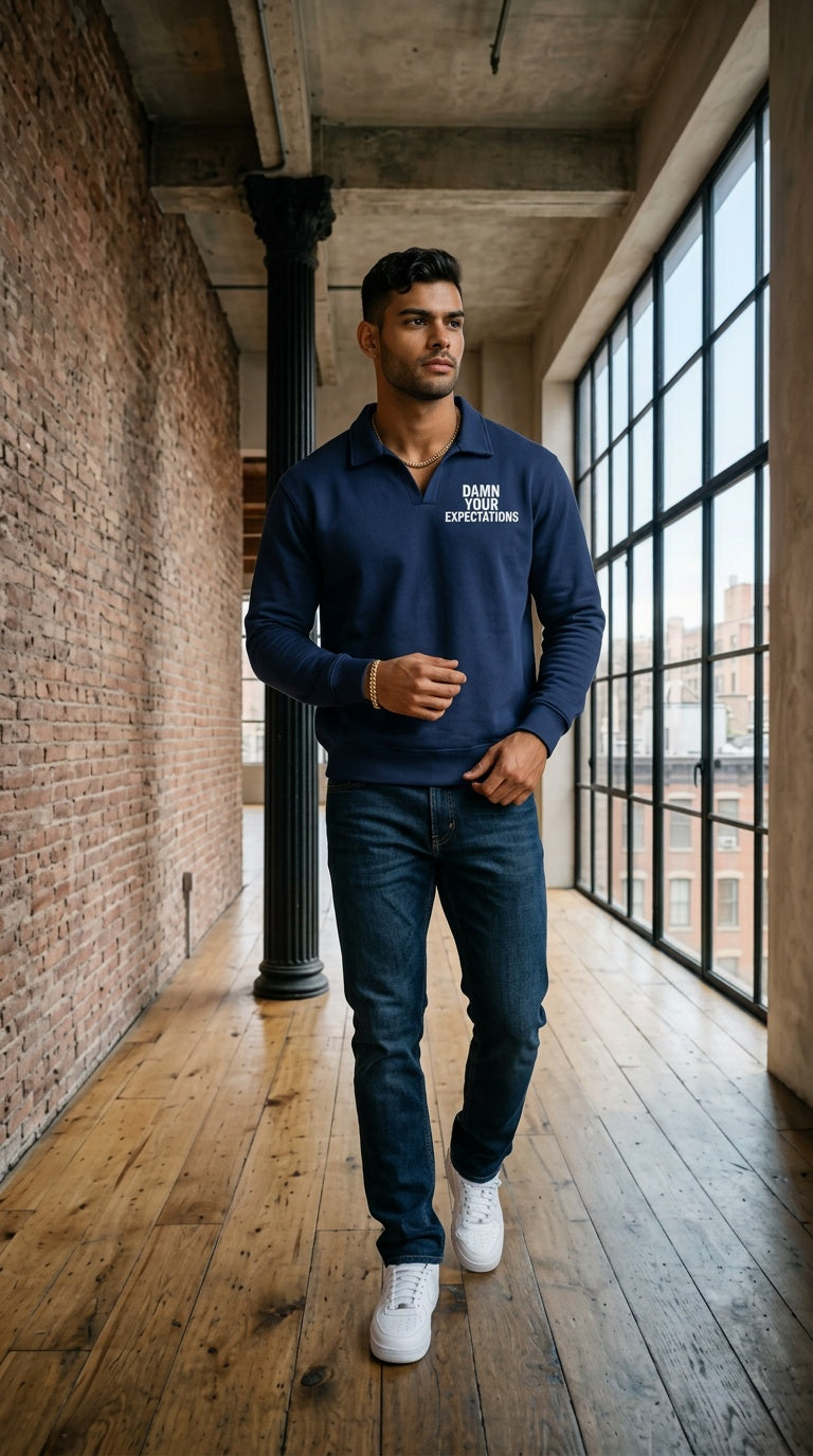 Unisex Vintage Wash Collared Sweatshirt