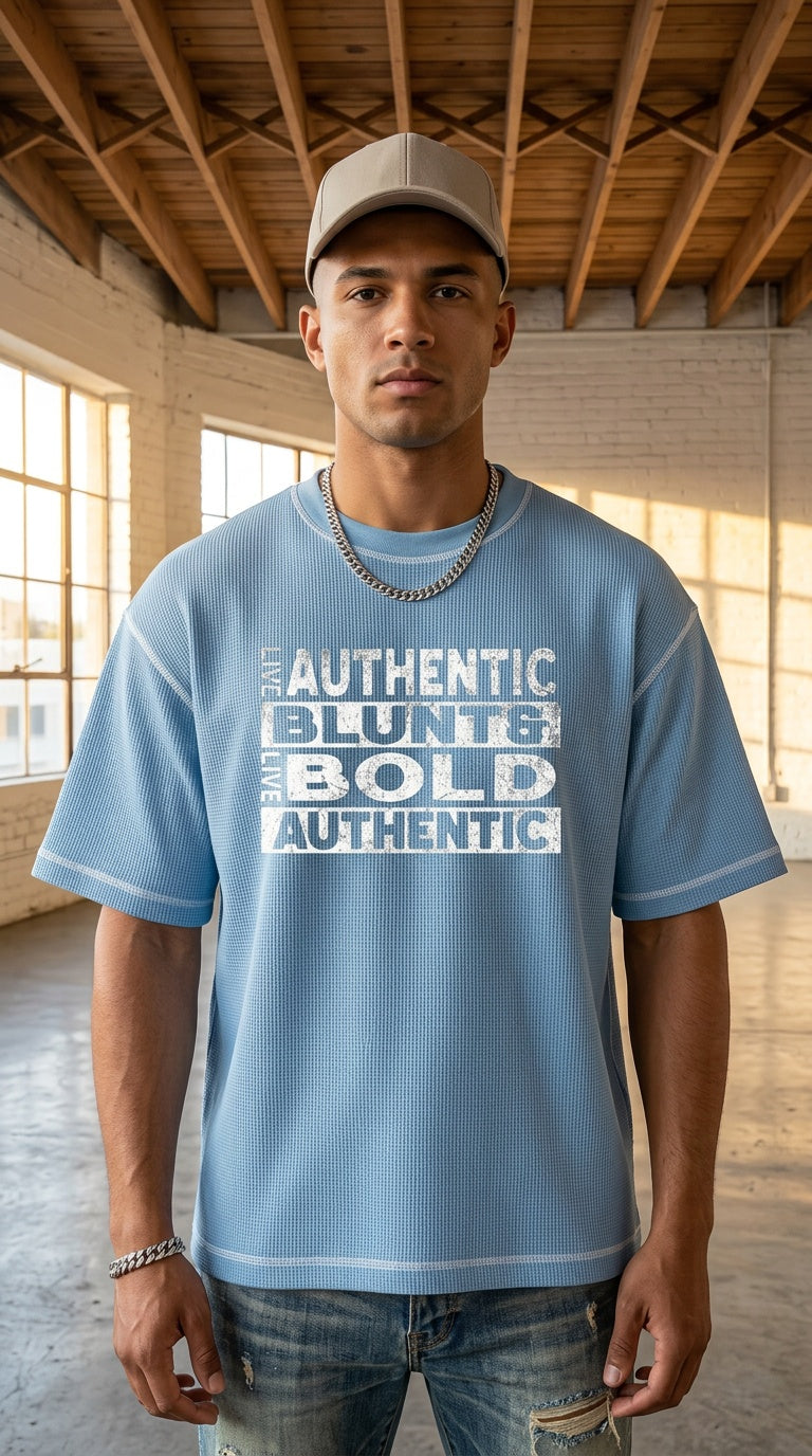 Mens BOLD Sunfade Waffle Boxy Tee