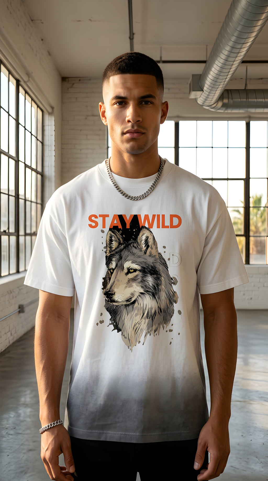 Mens 'STAY WILD" Sunfade Vintage Washed Tee