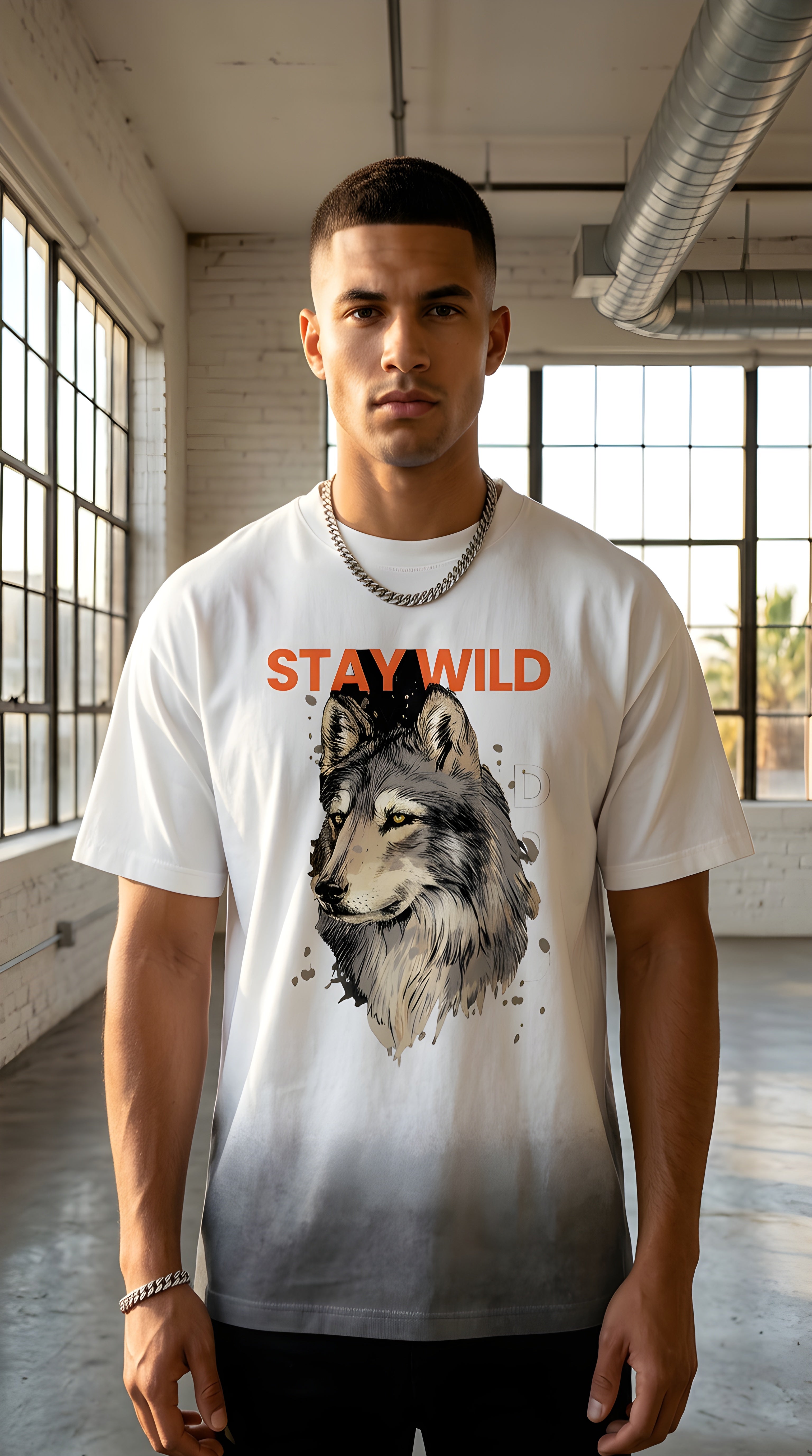 Mens 'STAY WILD" Sunfade Vintage Washed Tee