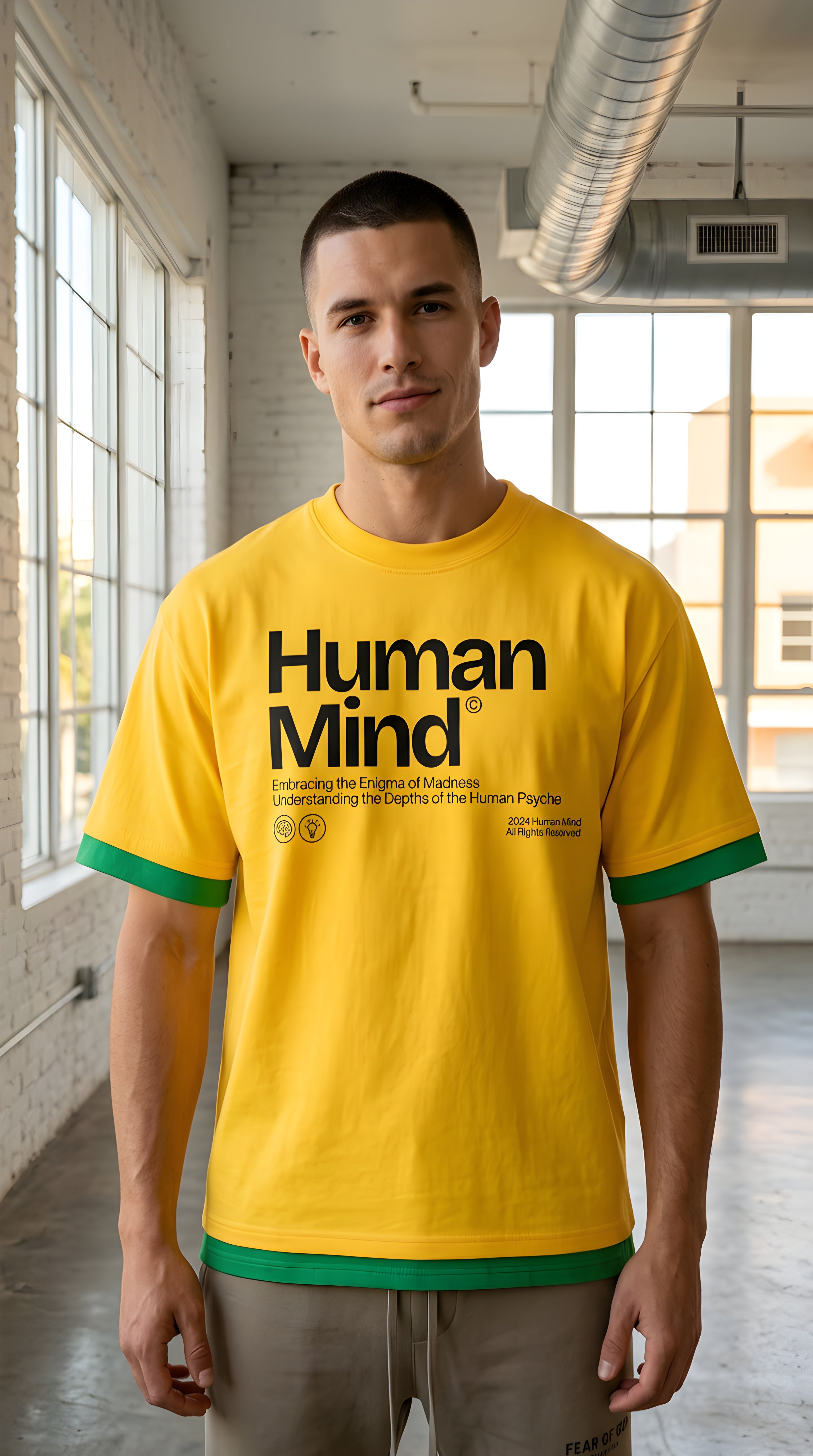 Mens Human Mind Boxy Color Block Tee