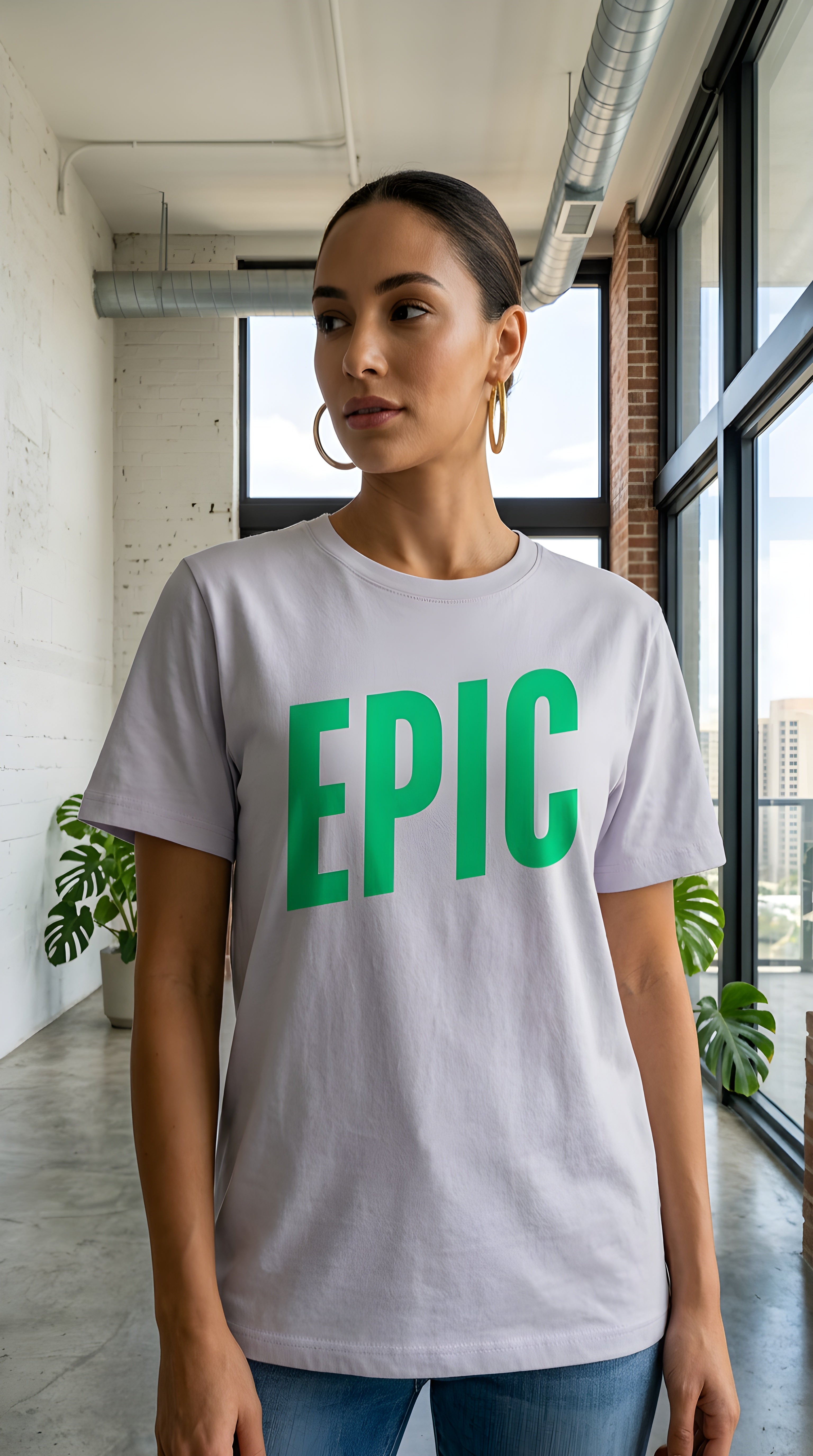 Womens EPIC  organic ribbed neck Tee