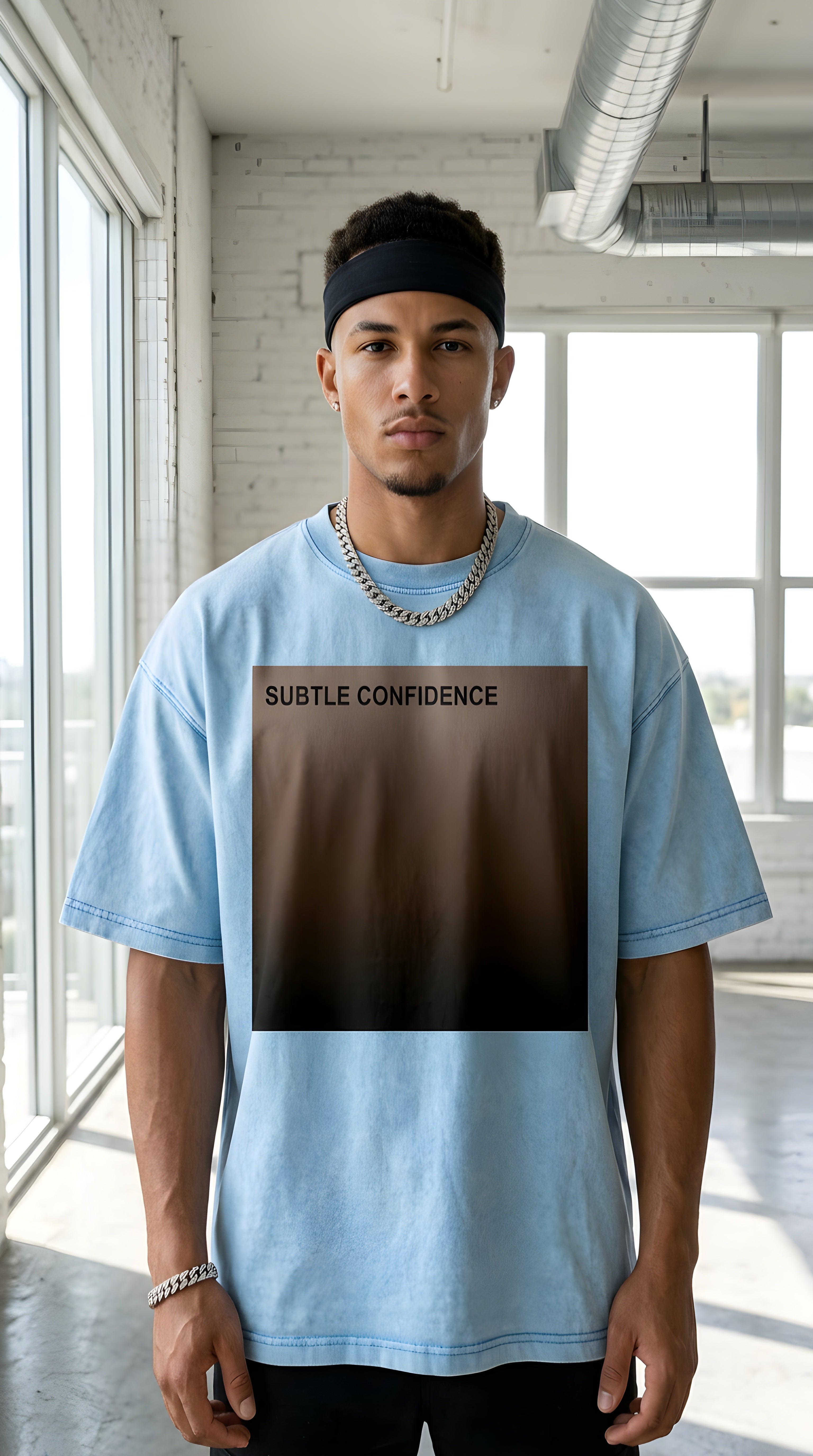Mens SUBTLE CONFIDENCE Mineral Wash Boxy Cotton Tee