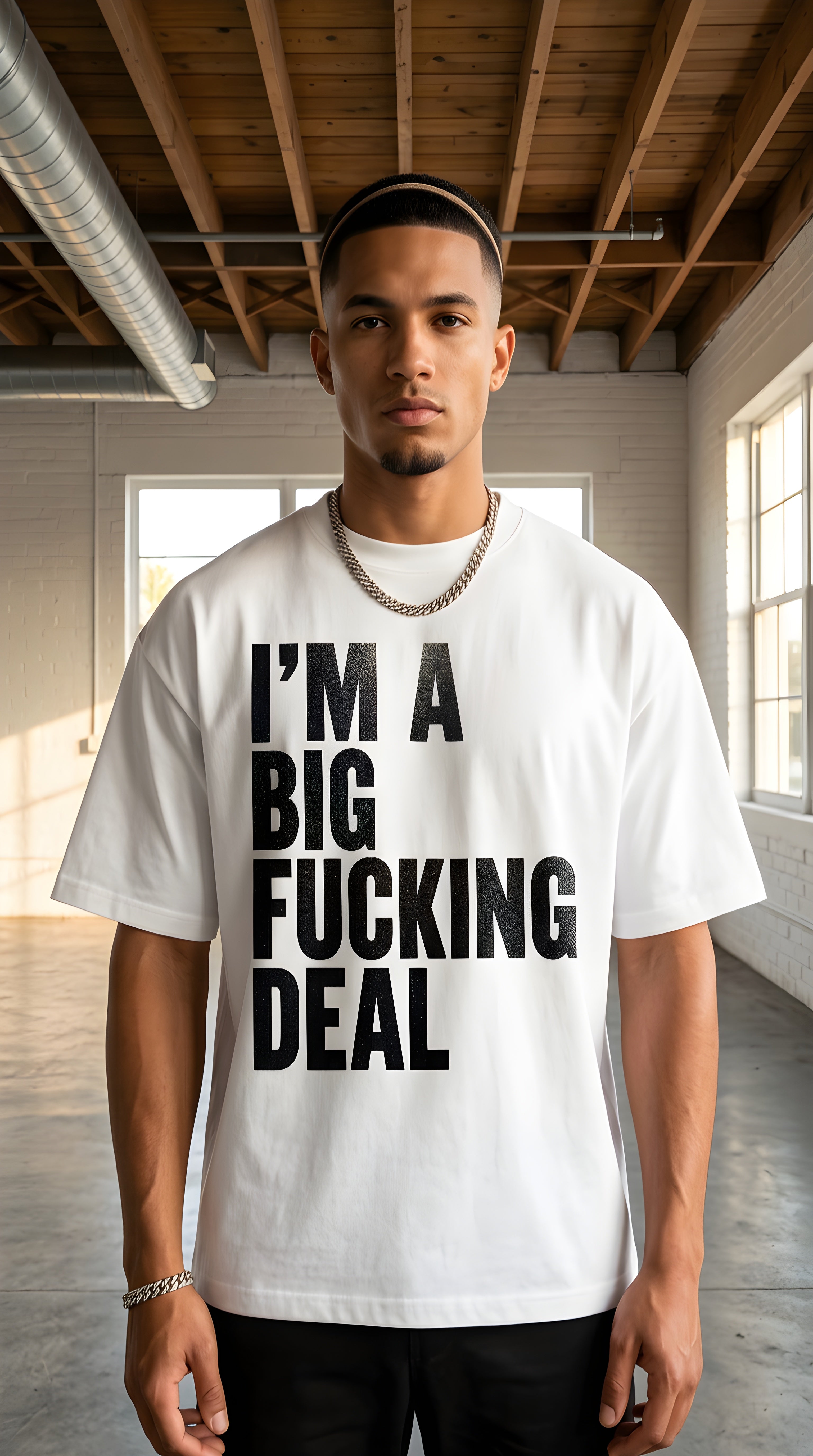 Mens 'BIG FUCKING DEAL' Vintage Washed Boxy Tee