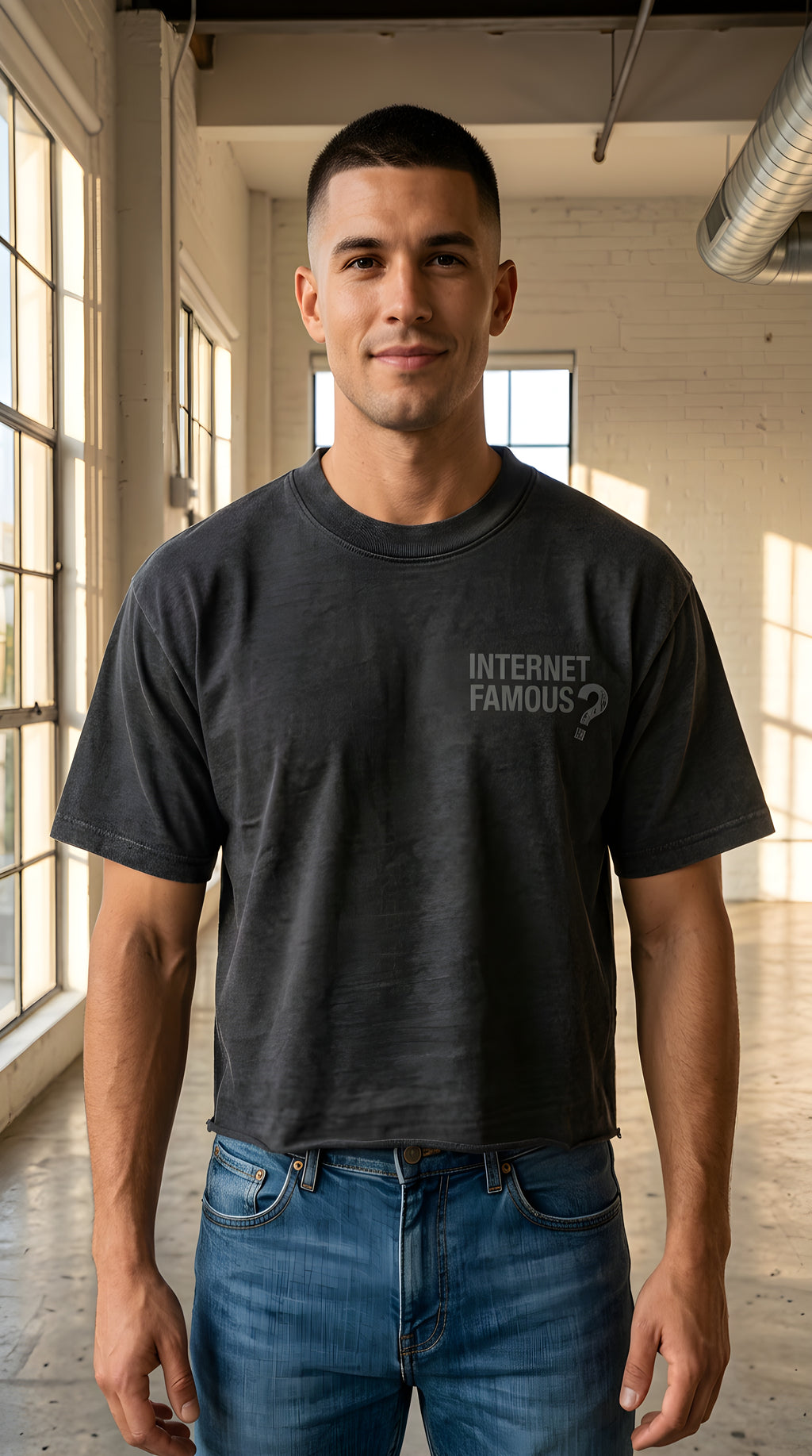 Mens 'INTERNET FAMOUS' Vintage Wash Cotton T-Shirt