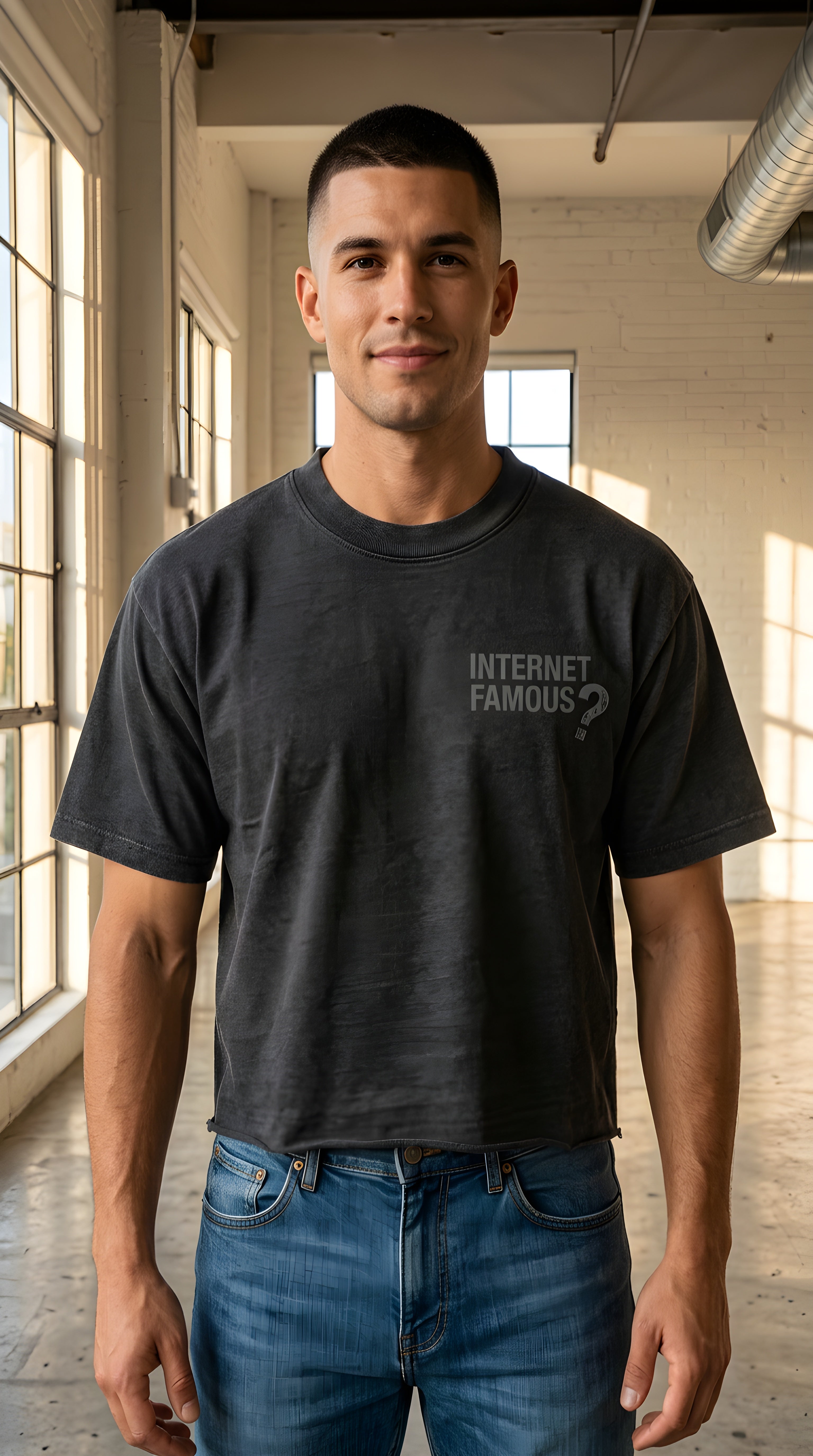 Mens 'INTERNET FAMOUS' Vintage Wash Cotton T-Shirt