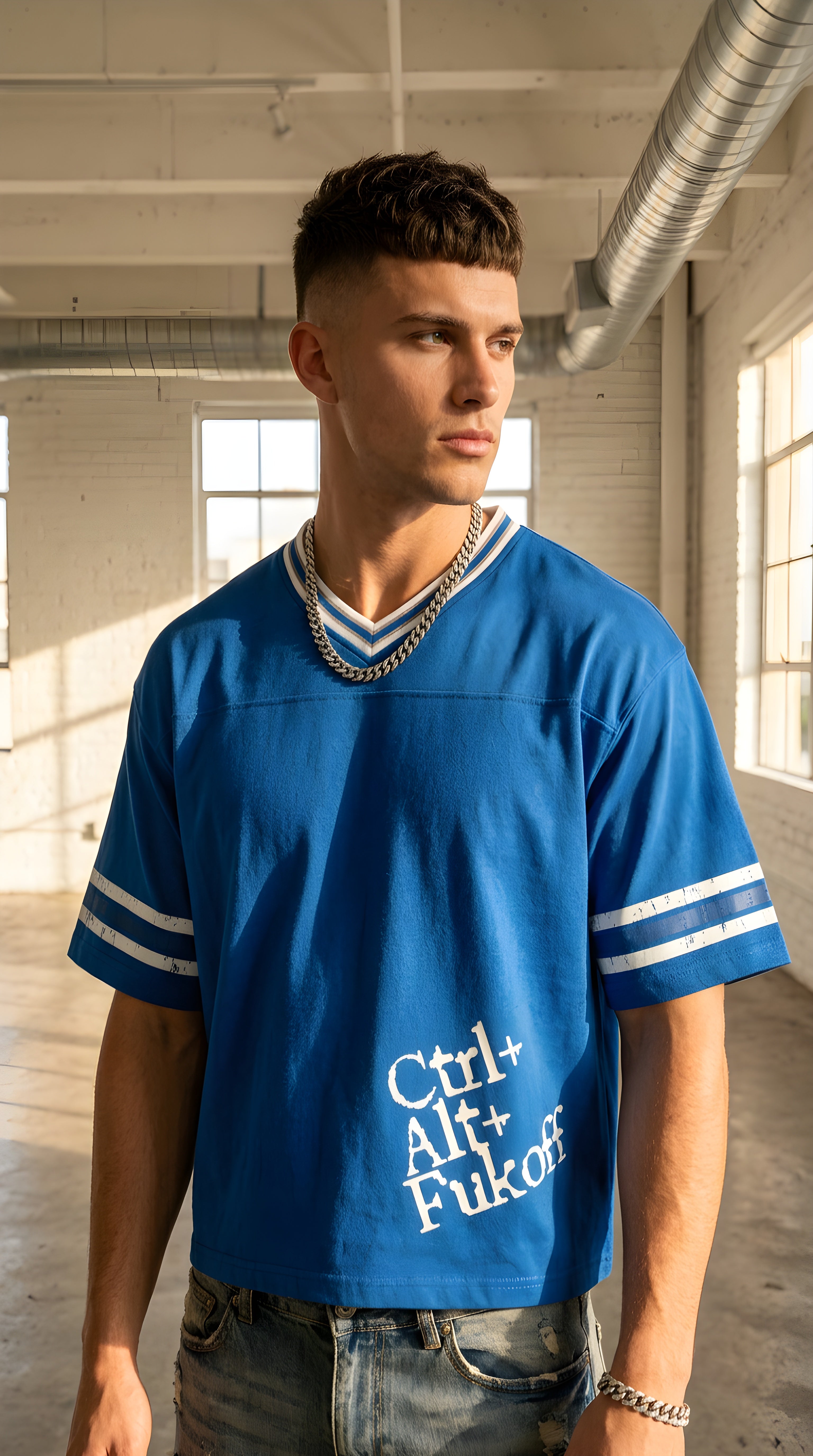 MENS CTRLALT FUKOF' Unisex Boxy Striped Soccer Jersey