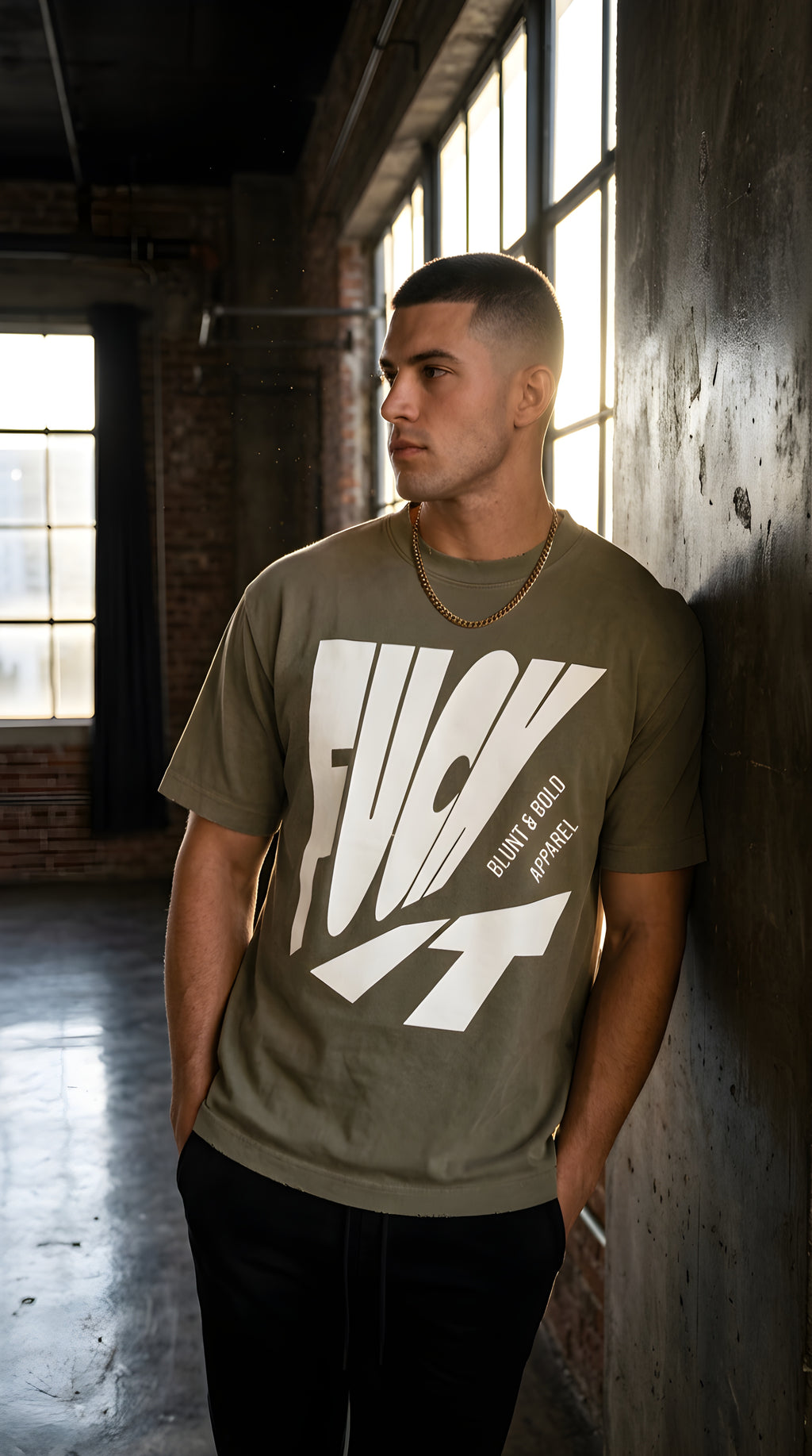 Mens 'FUCK IT' Heavyweight Vintage Washed Frayed Tee