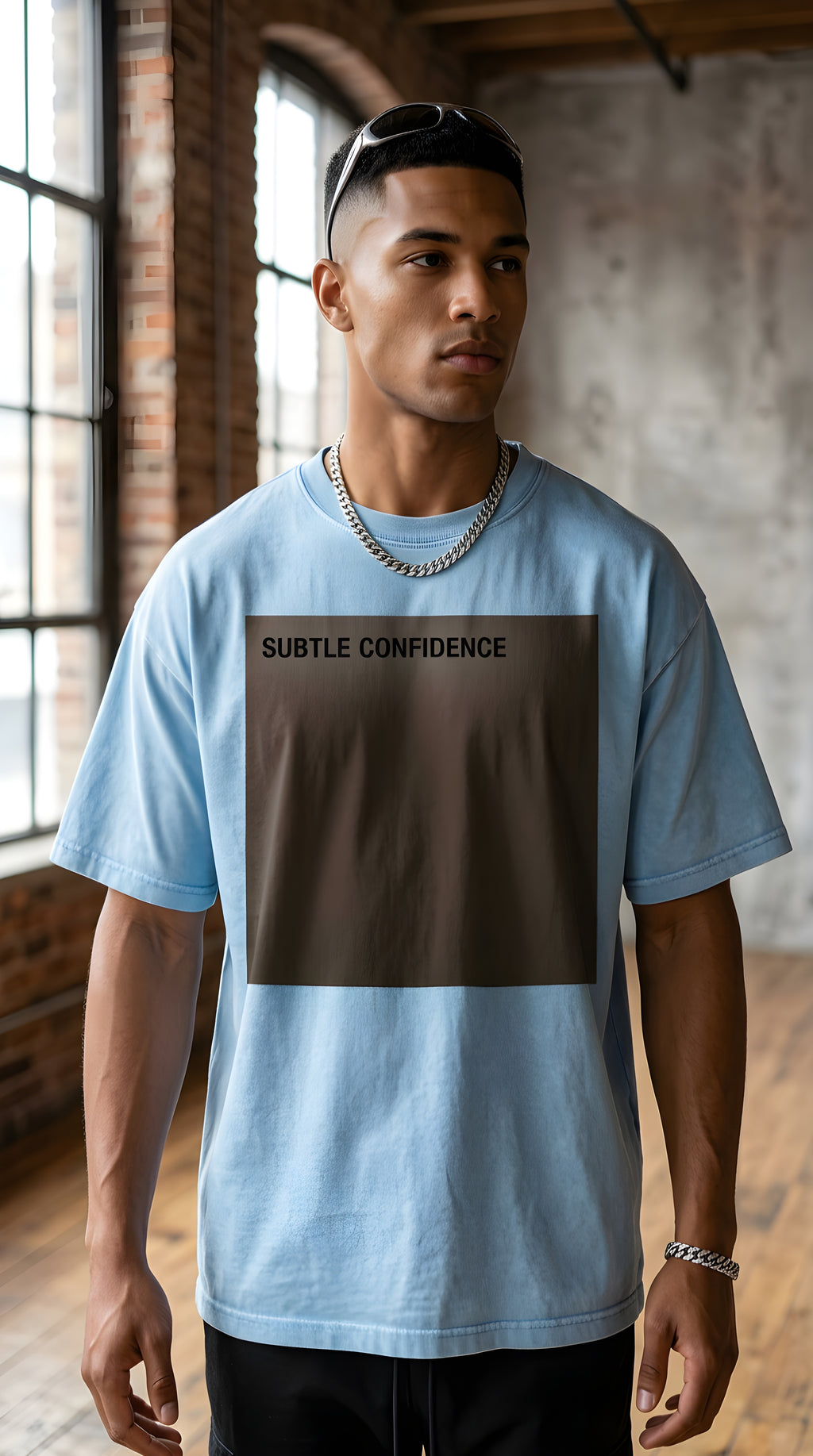 Mens SUBTLE CONFIDENCE Mineral Wash Boxy Cotton Tee