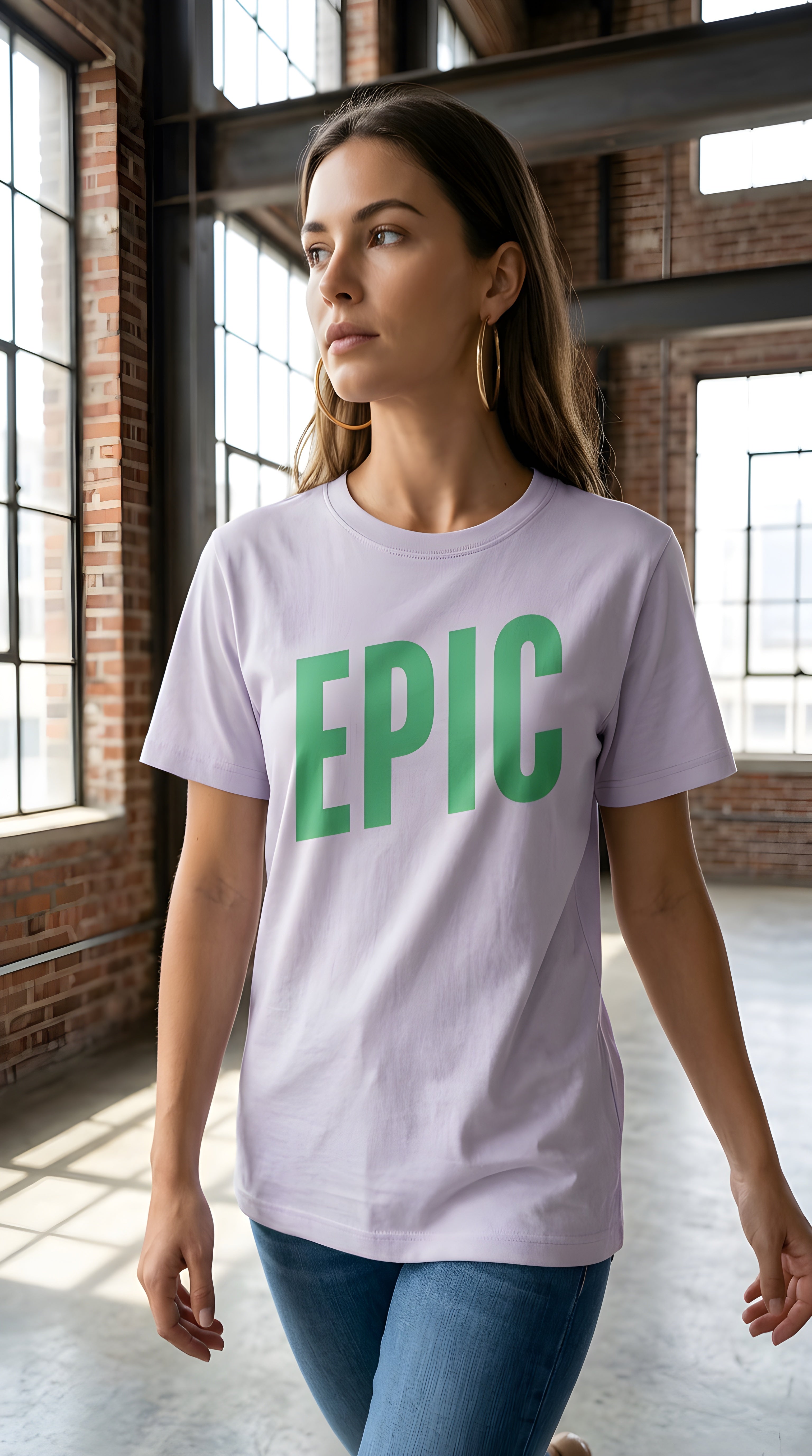 Womens EPIC  organic ribbed neck Tee