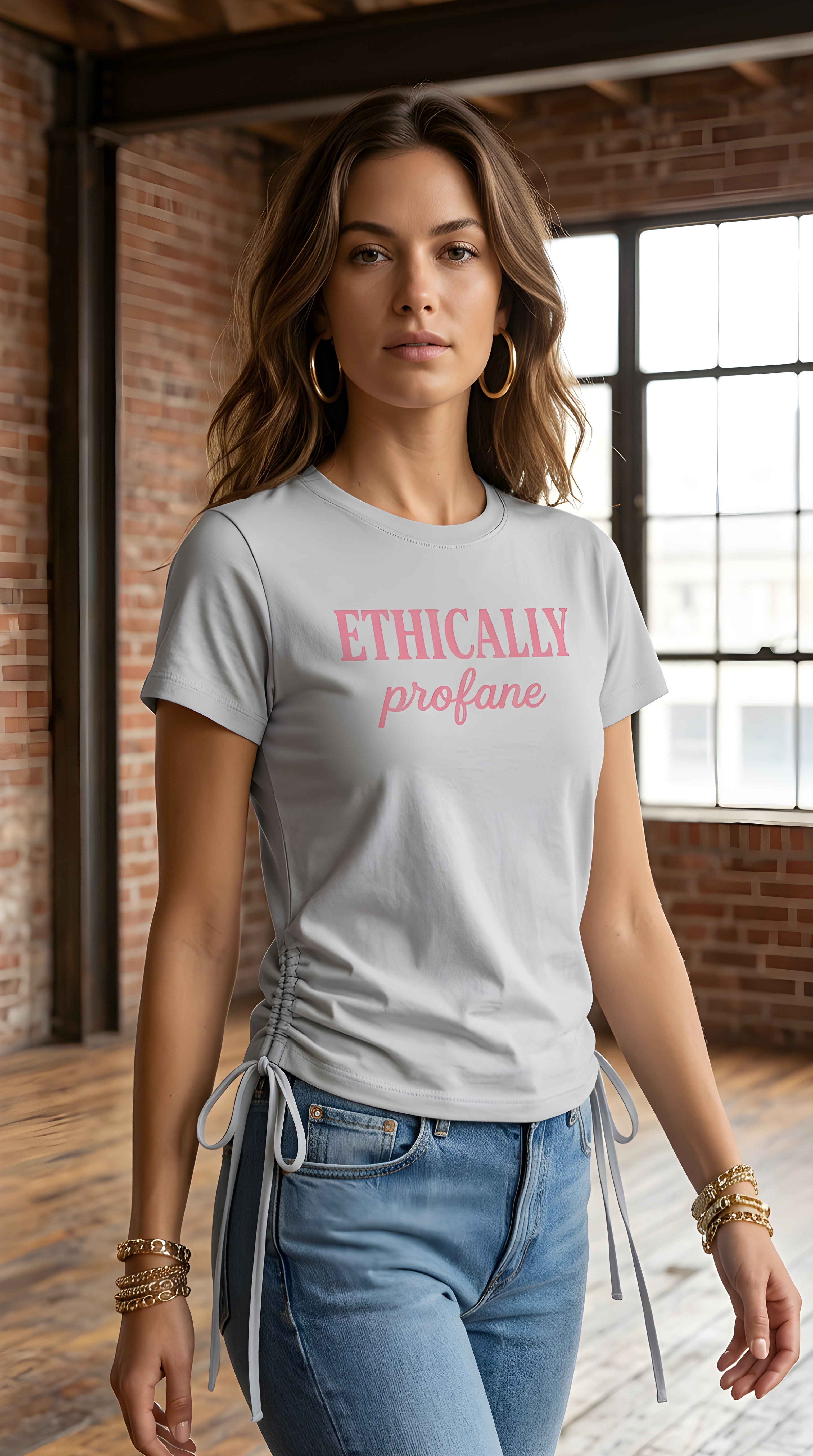 Womens 'ETHICALLY PROFANE' Essential Drawstring Tee