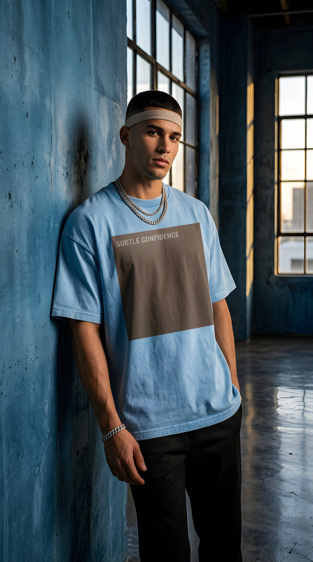 Mens SUBTLE CONFIDENCE Mineral Wash Boxy Cotton Tee