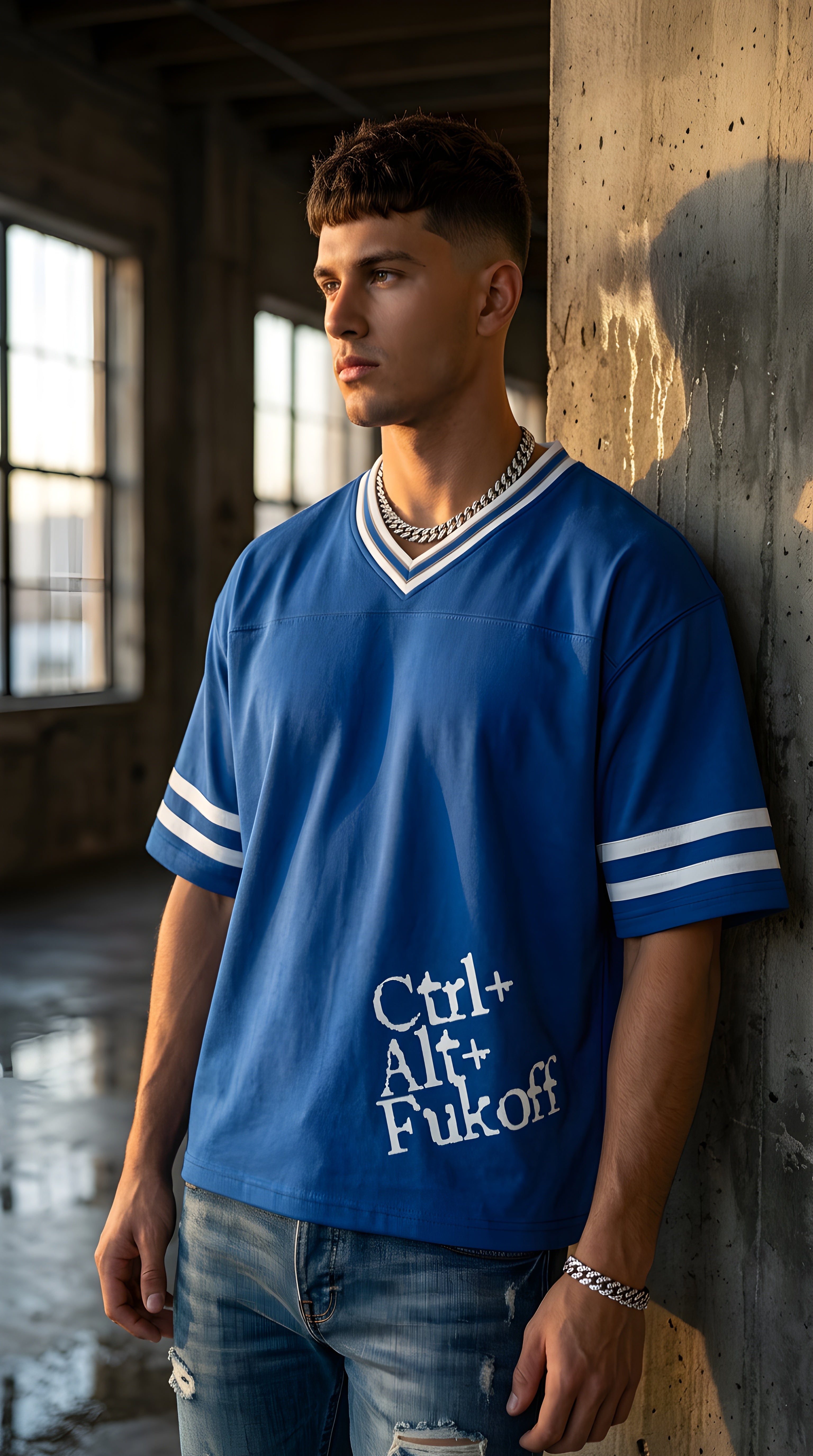MENS CTRLALT FUKOF' Unisex Boxy Striped Soccer Jersey