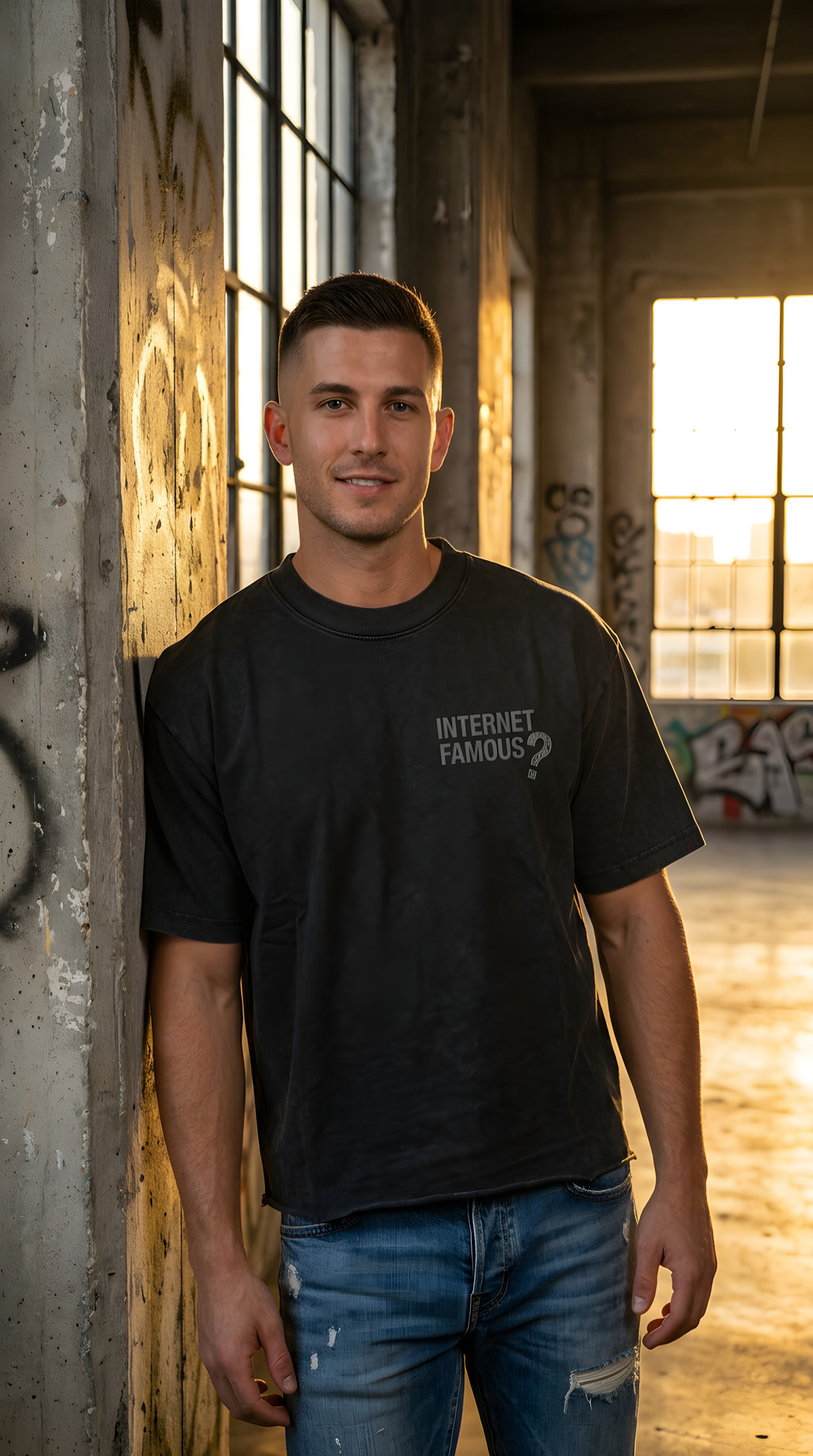 Mens 'INTERNET FAMOUS' Vintage Wash Cotton T-Shirt