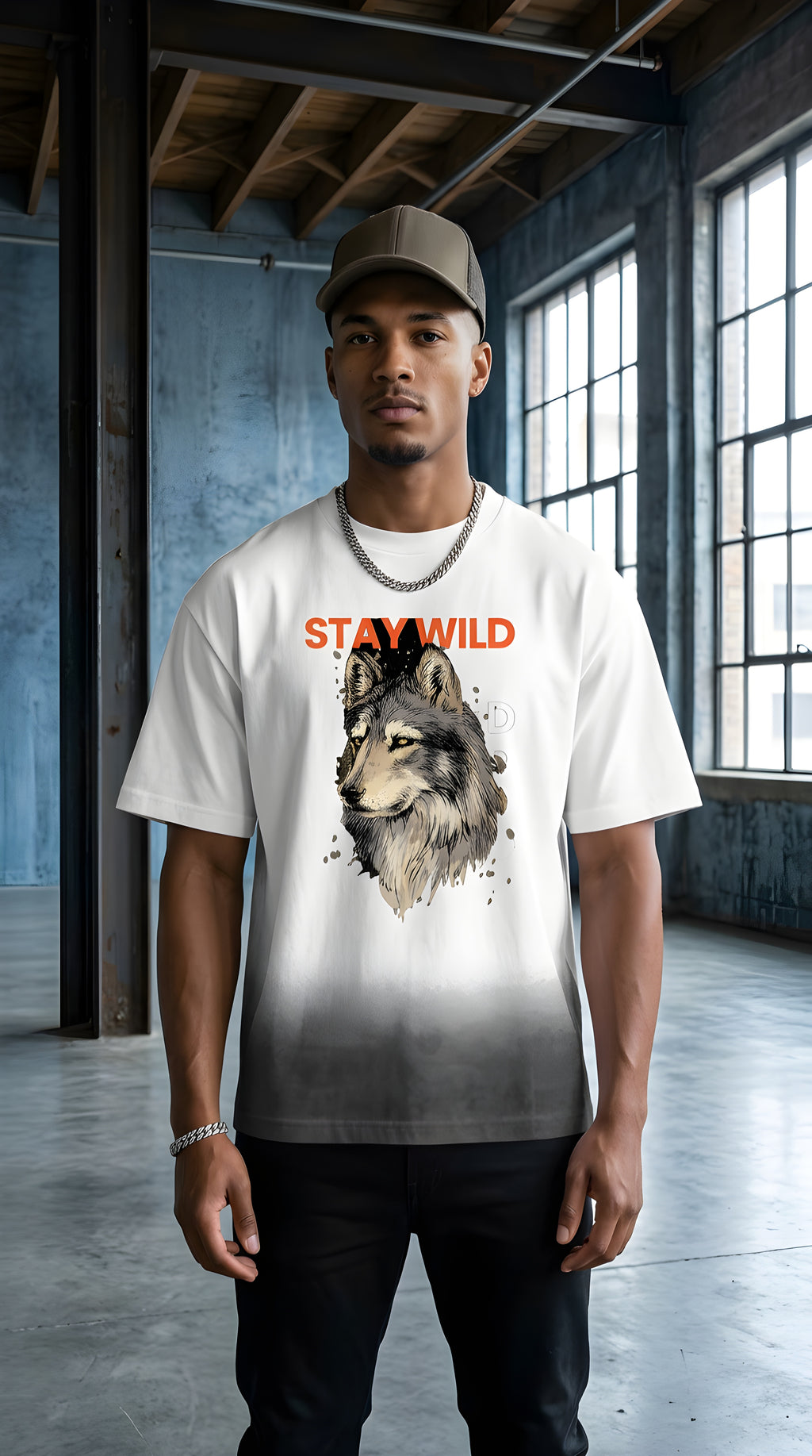 Mens 'STAY WILD" Sunfade Vintage Washed Tee