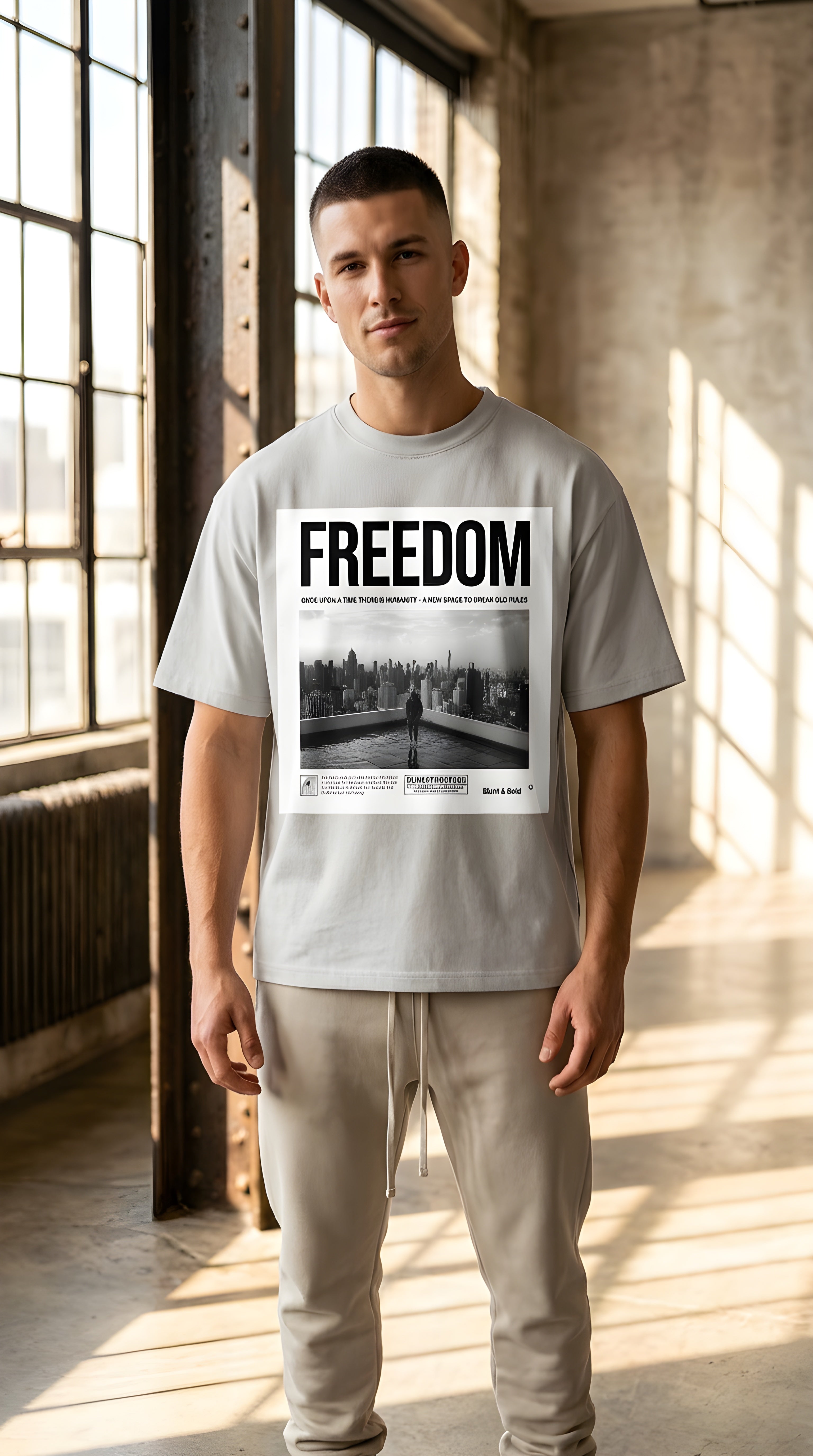 Mens 'FREEDOM'  Boxy Coolmax Tee