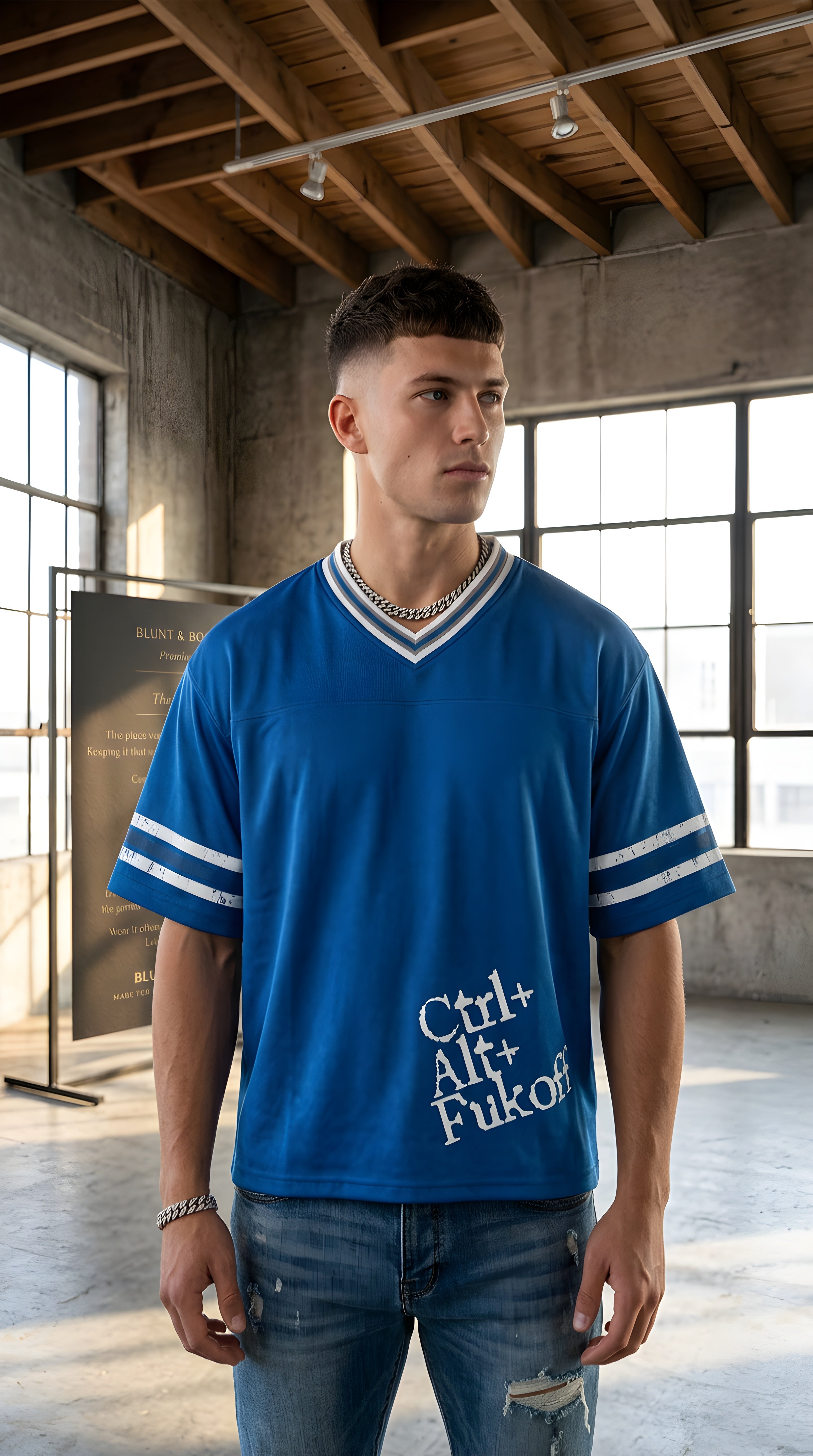 MENS CTRLALT FUKOF' Unisex Boxy Striped Soccer Jersey