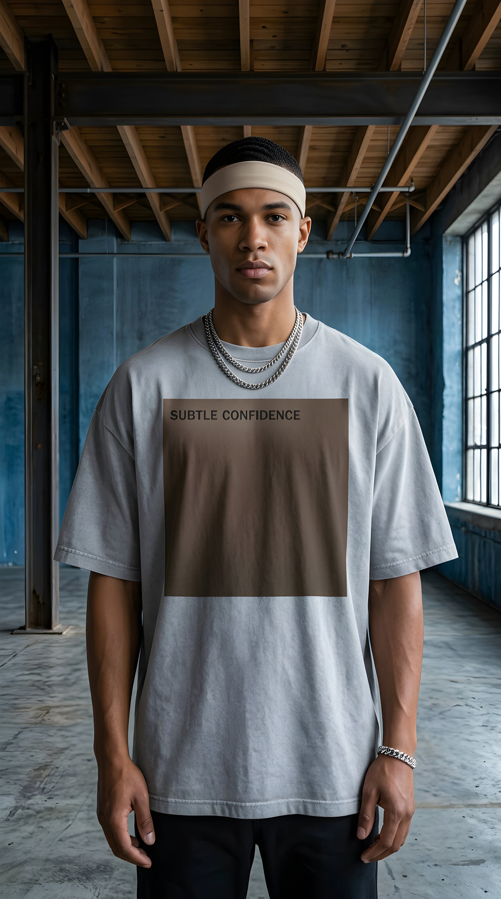 Mens SUBTLE CONFIDENCE Mineral Wash Boxy Cotton Tee