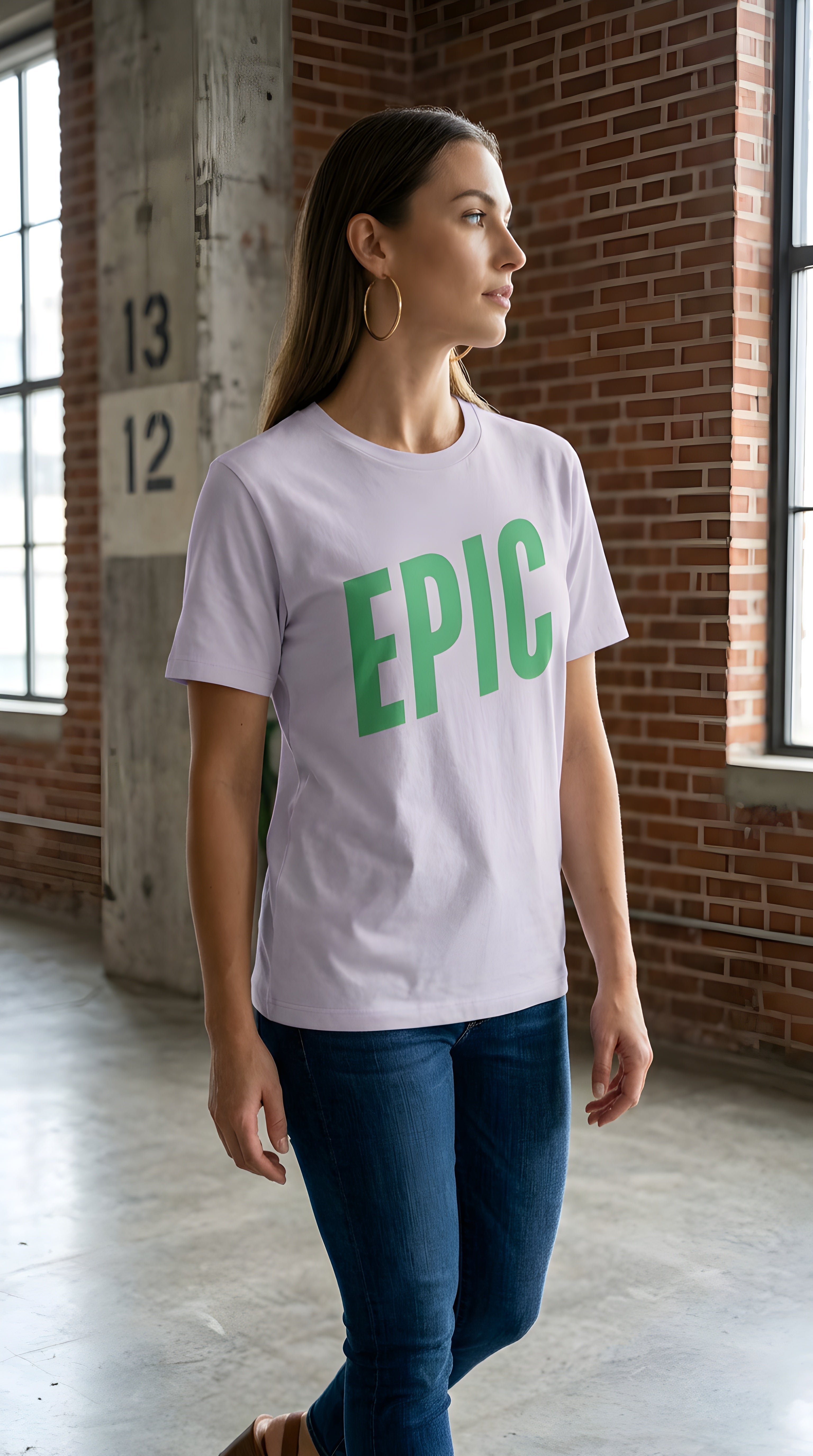 Womens EPIC  organic ribbed neck Tee