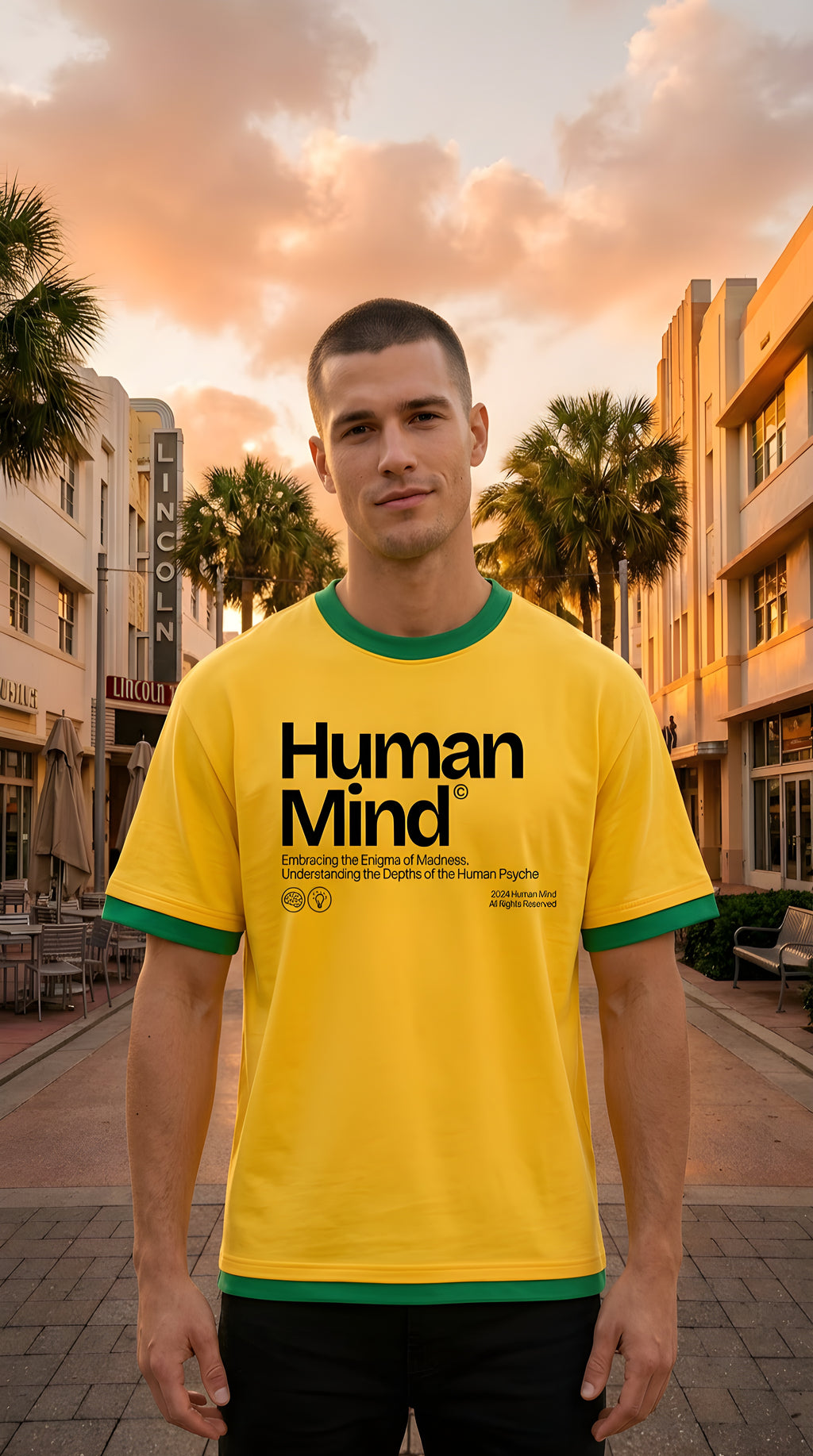 Mens Human Mind Boxy Color Block Tee