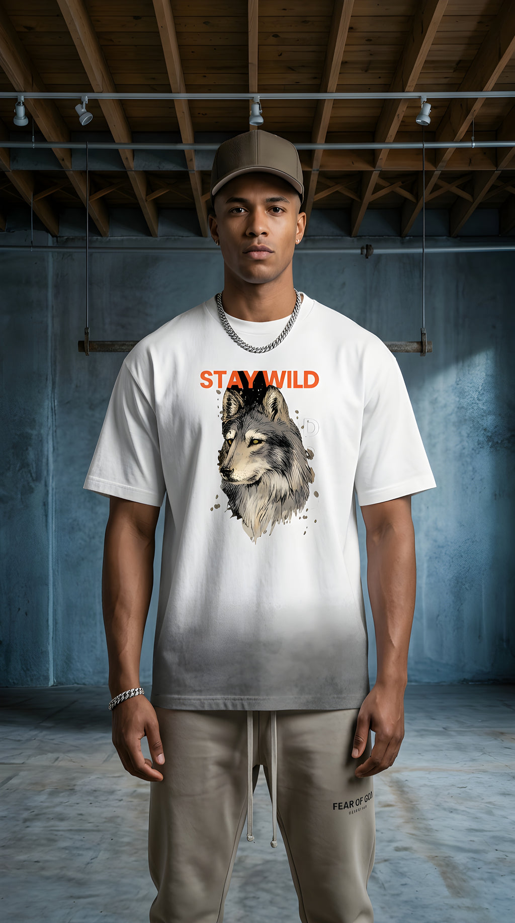 Mens 'STAY WILD" Sunfade Vintage Washed Tee