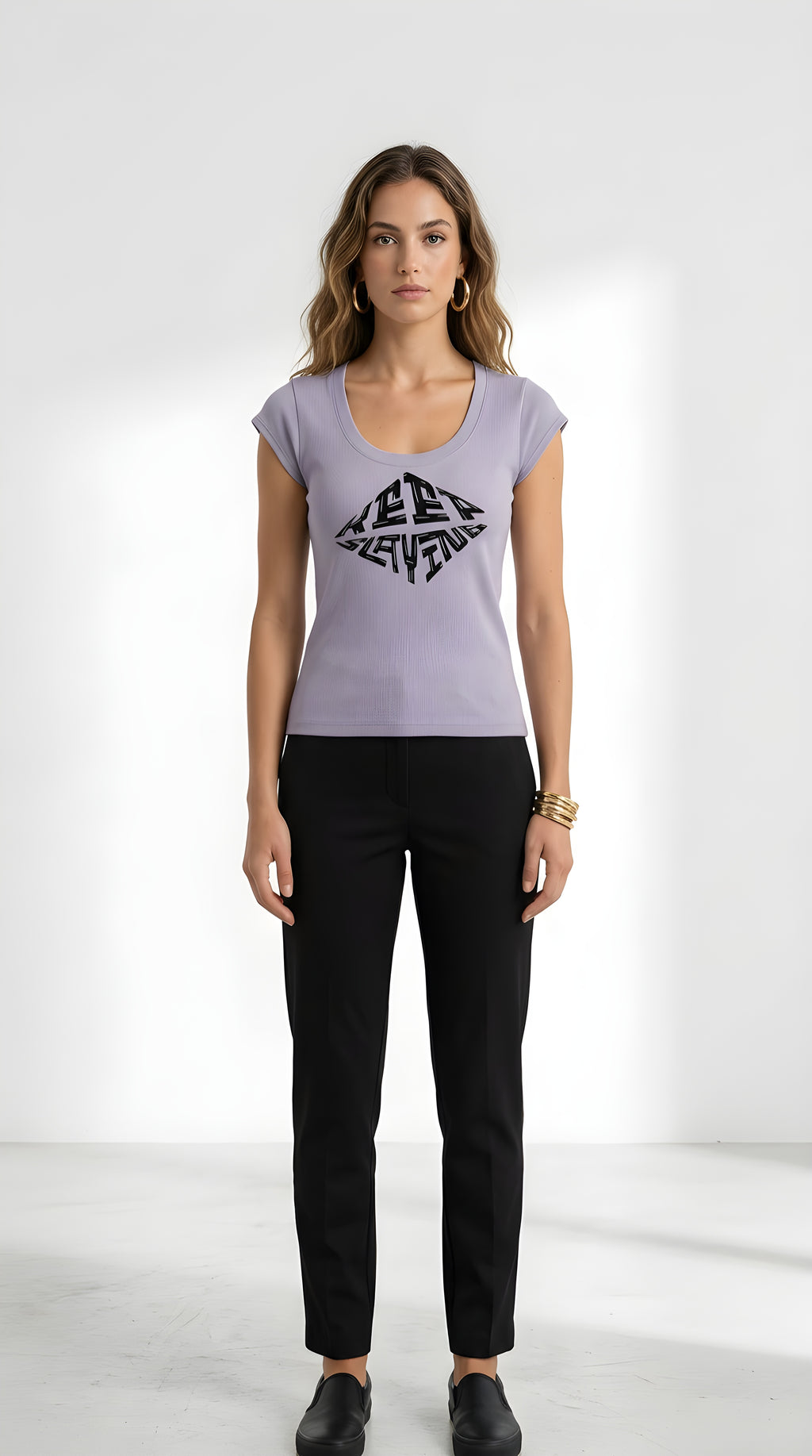 Womens 'KEEP{ SLAYING" Essential Bodycon Tee