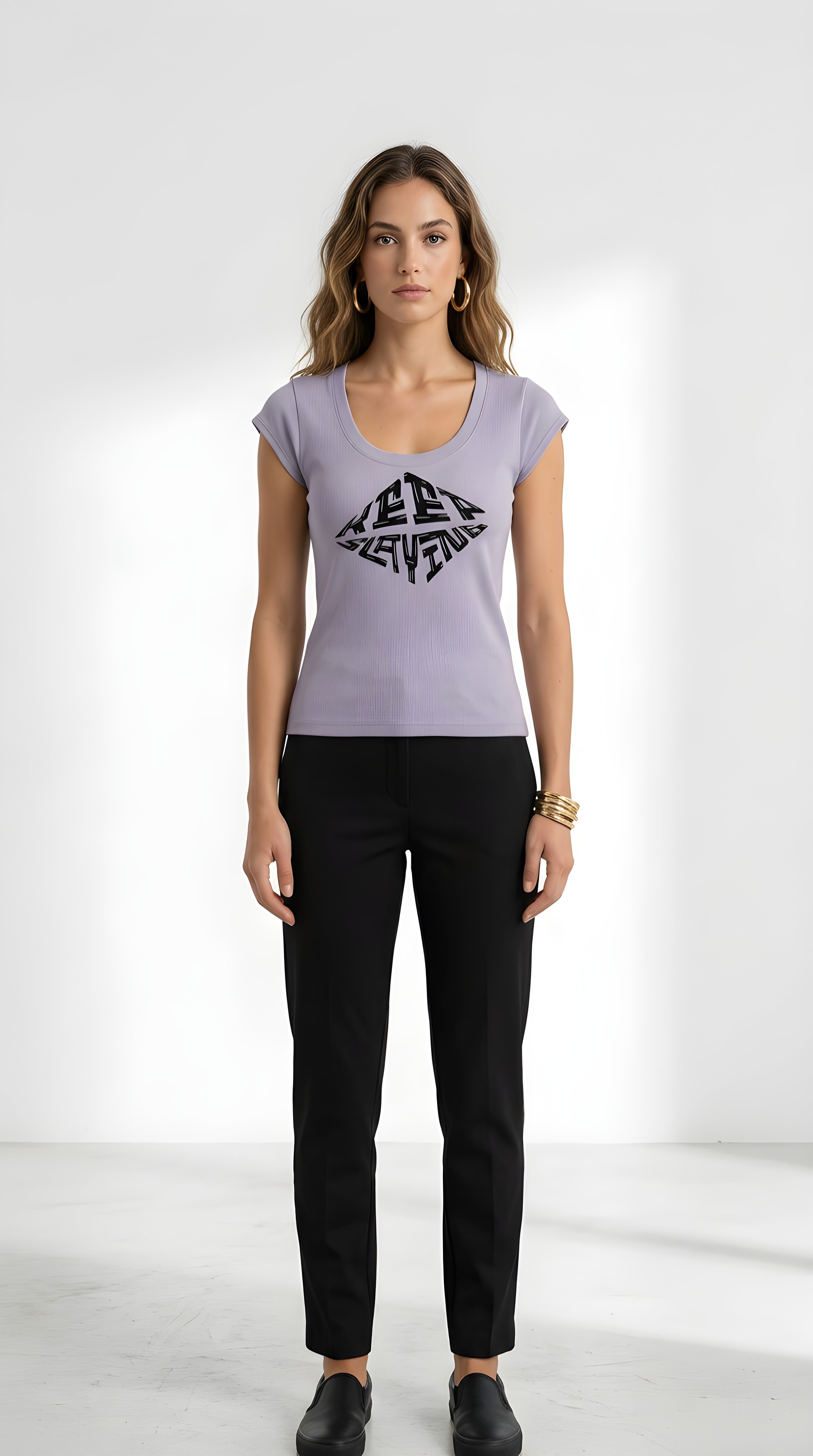 Womens 'KEEP{ SLAYING" Essential Bodycon Tee